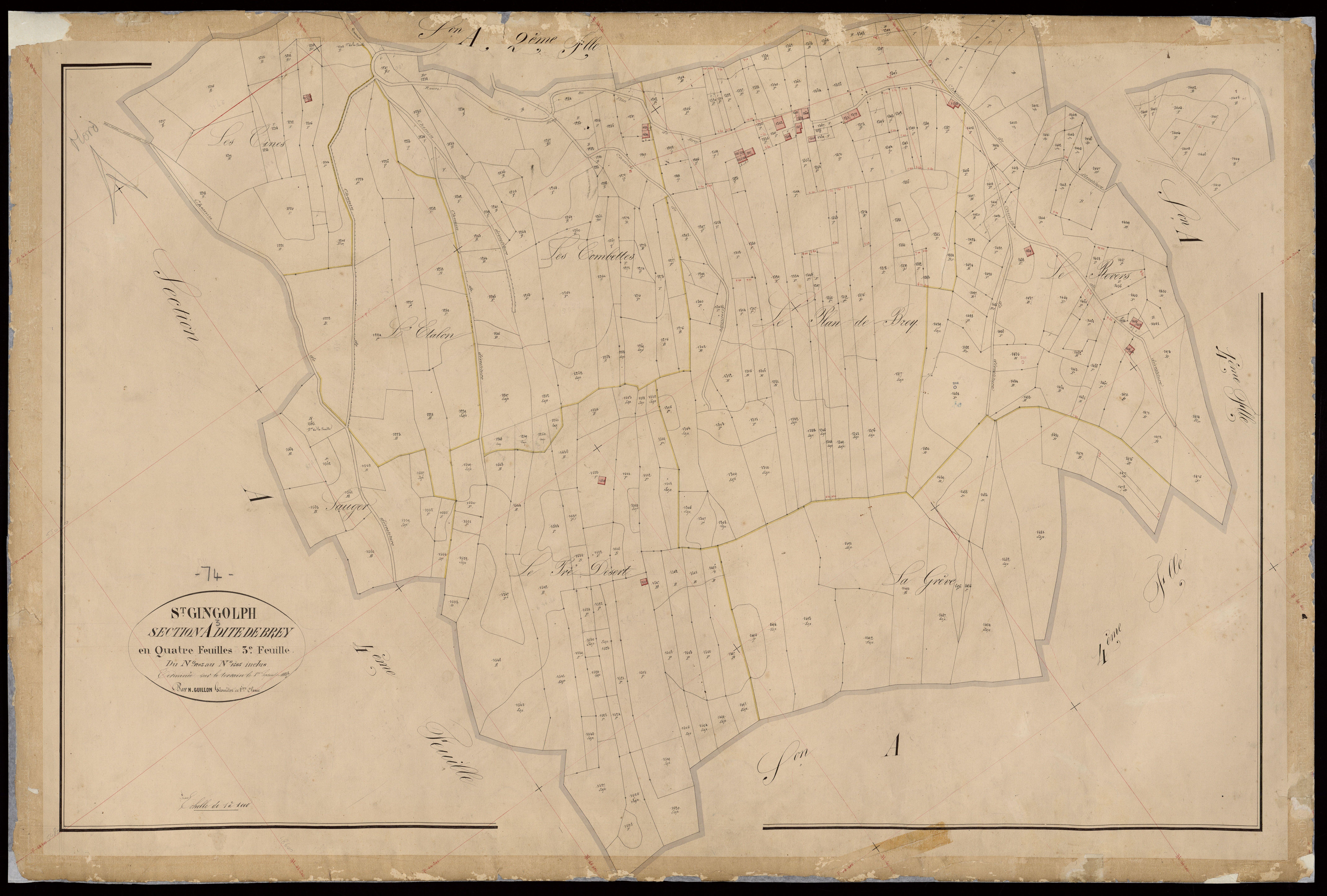 3 P 3 7532 - Feuille n° 4, parcelles n° 1566 à 1913 - 1er septembre 1867