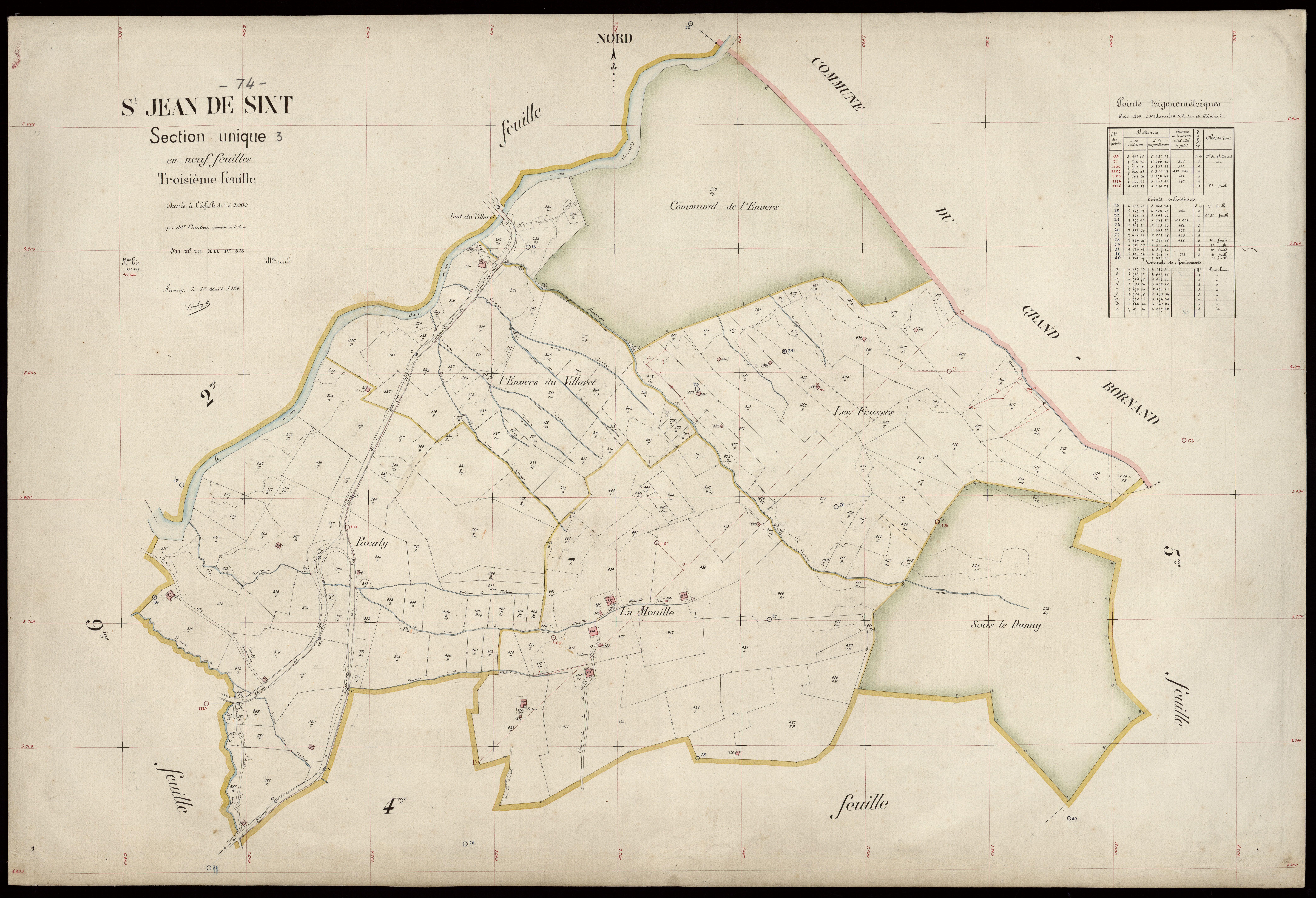 3 P 3 7594 - Feuille n° 4, parcelles n° 524 à 864 - 1er août 1924