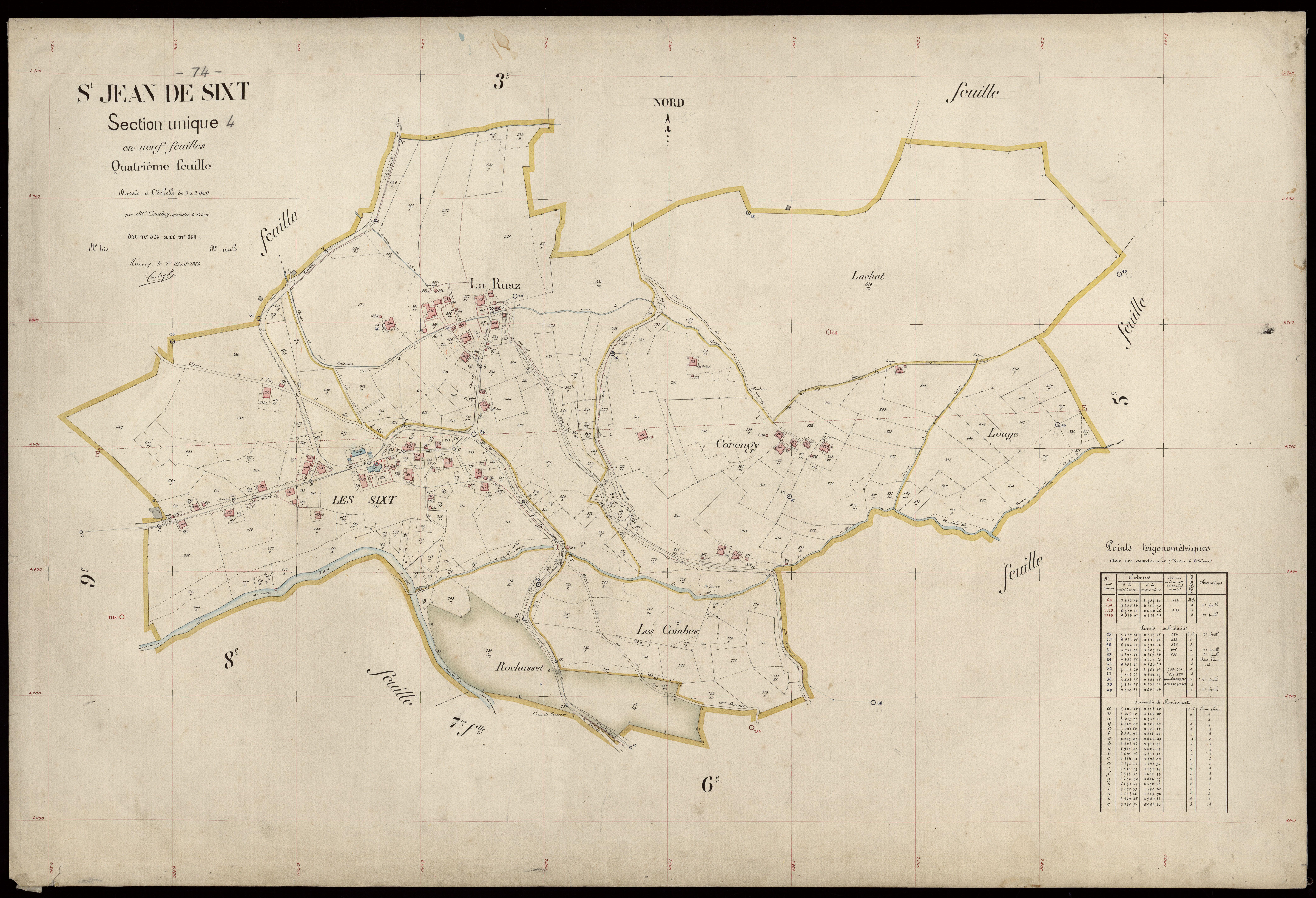 3 P 3 7595 - Feuille n° 5, parcelles n° 865 à 1020 - 1er août 1924