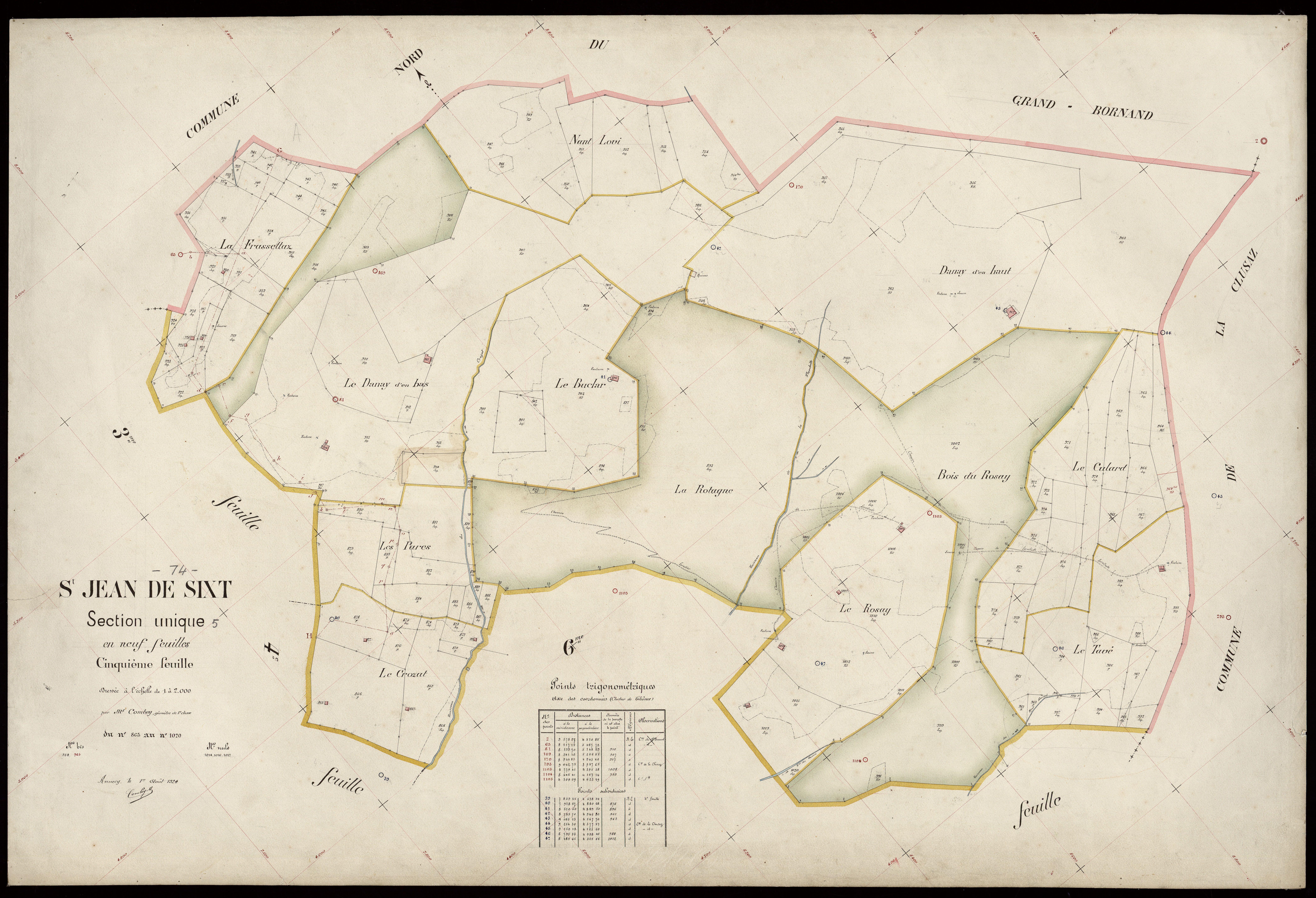 3 P 3 7596 - Feuille n° 6, parcelles n° 1021 à 1319 - 1er août 1924