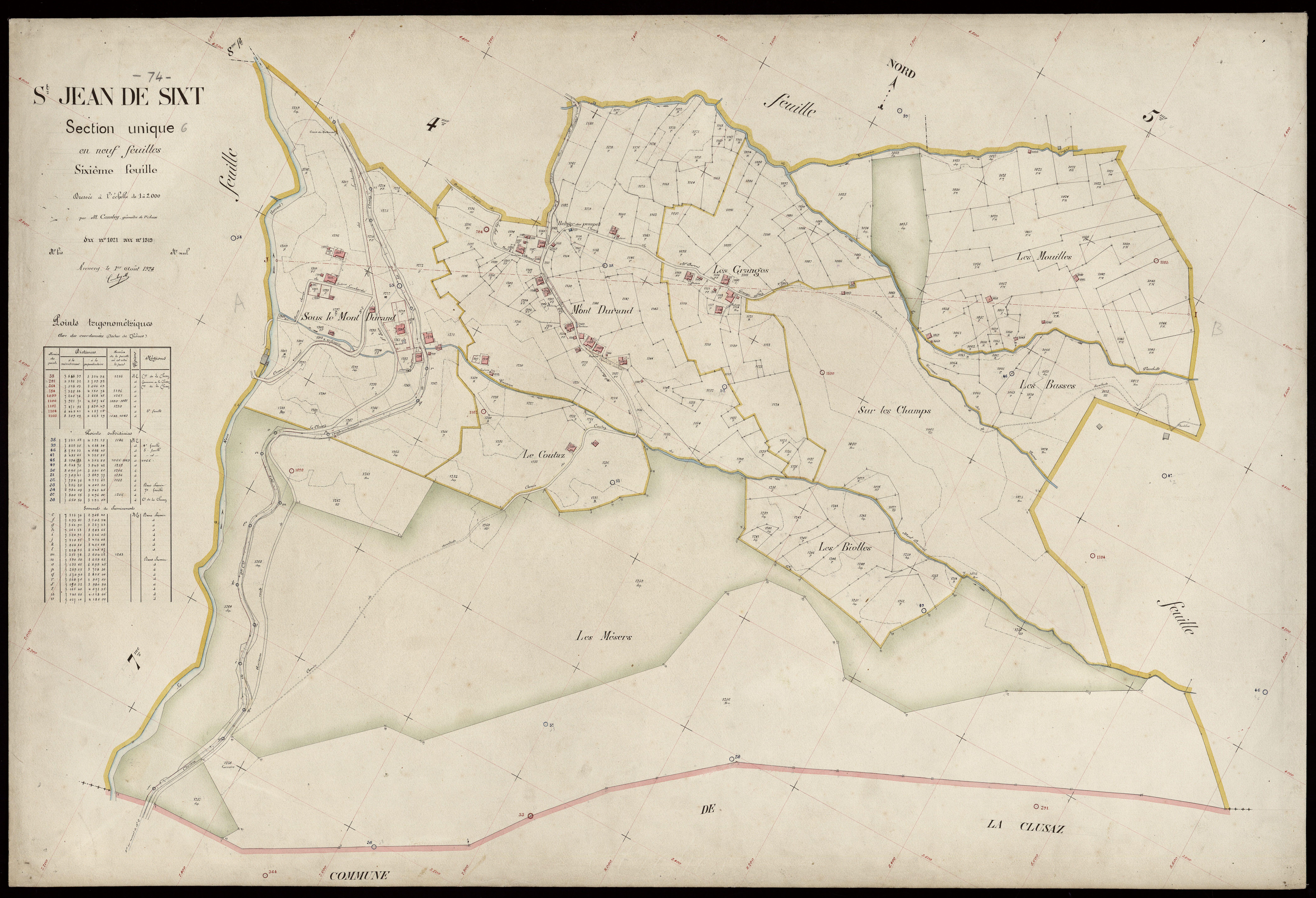 3 P 3 7597 - Feuille n° 7, parcelles n° 1320 à 1446 - 1er août 1924
