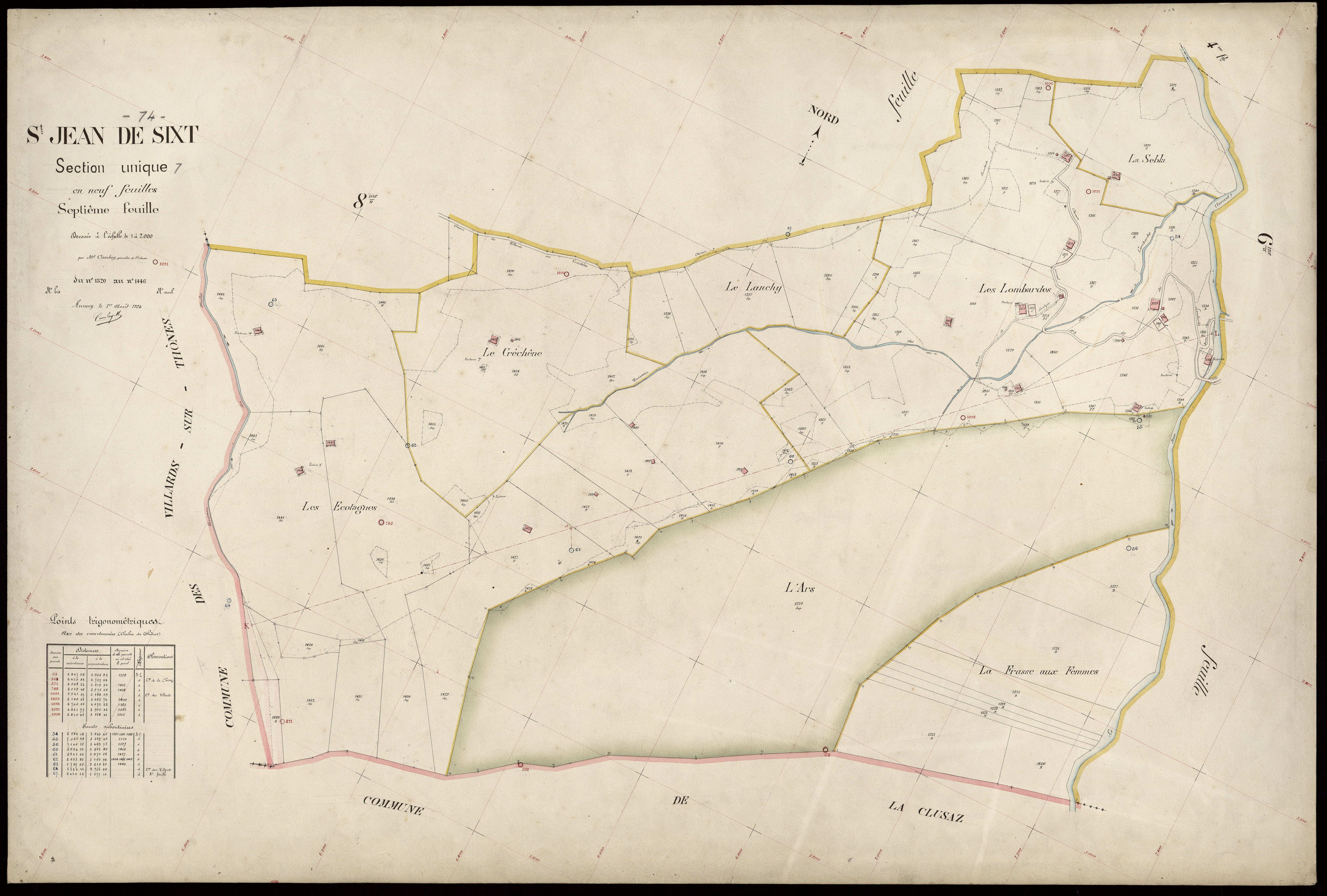 3 P 3 7598 - Feuille n° 8, parcelles n° 1447 à 1703 - 1er août 1924