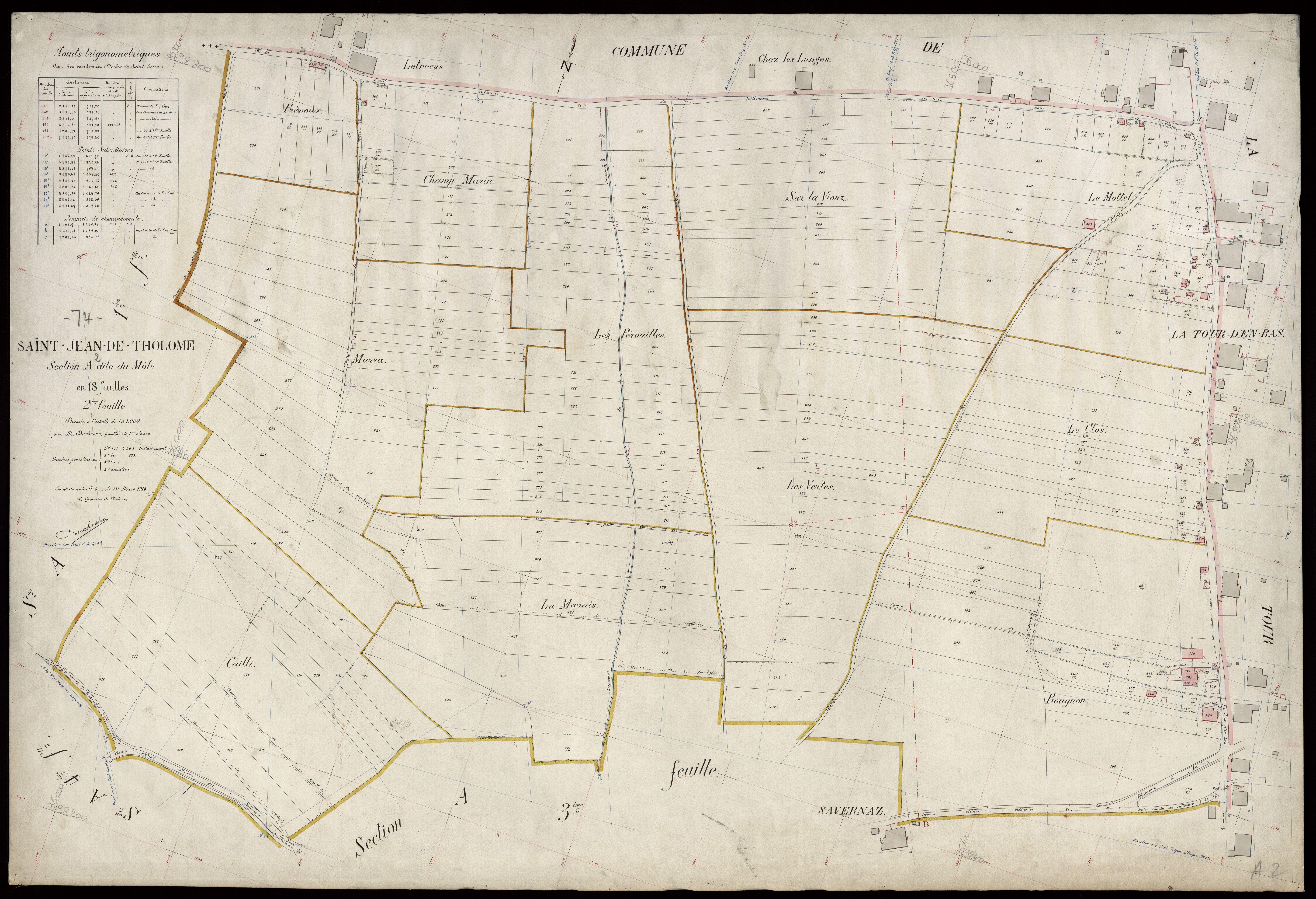 3 P 3 7621 - Feuille n° 3, parcelles n° 566 à 773 - 1er mars 1914