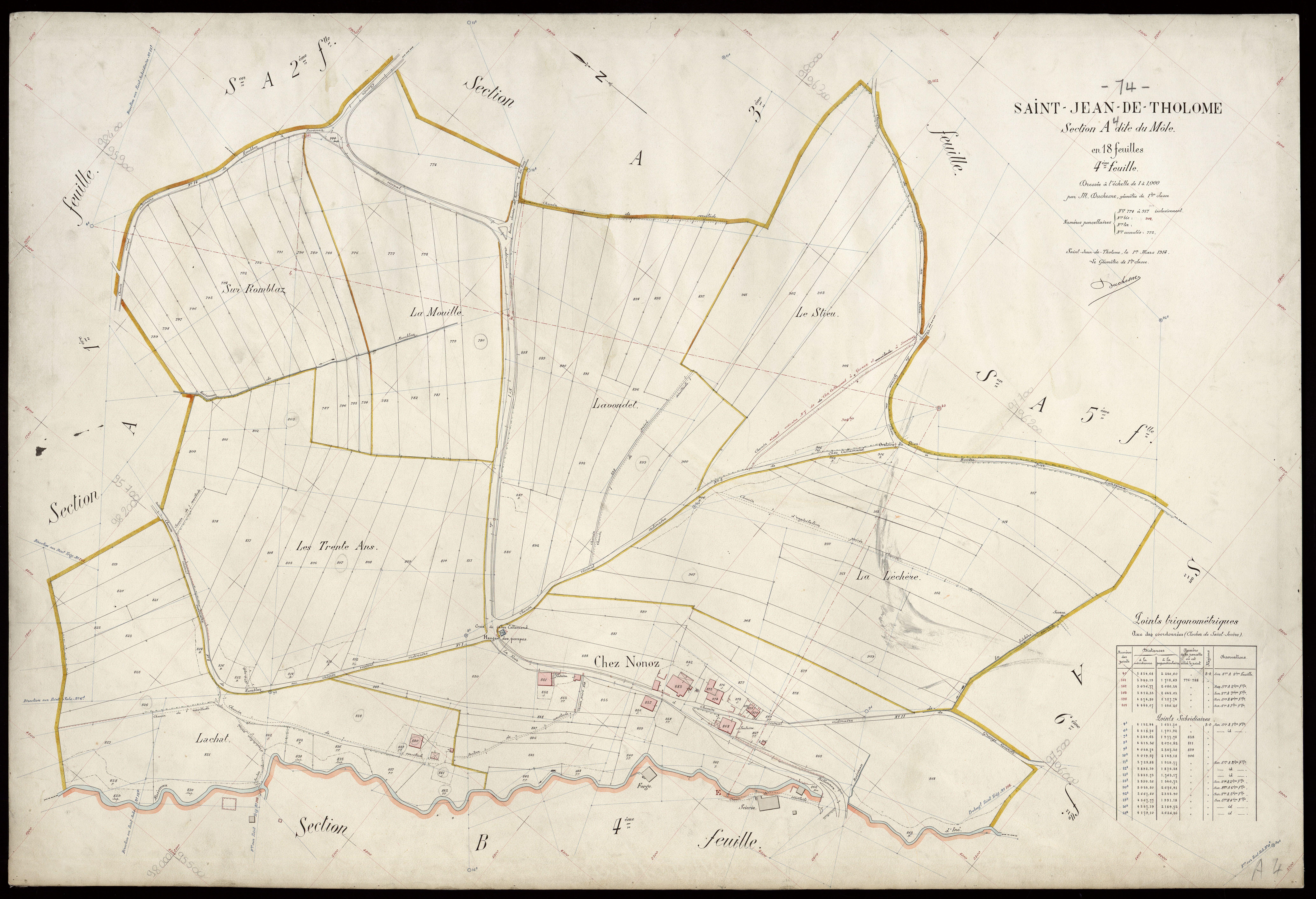 3 P 3 7623 - Feuille n° 5, parcelles n° 918 à 989 - 1er mars 1914