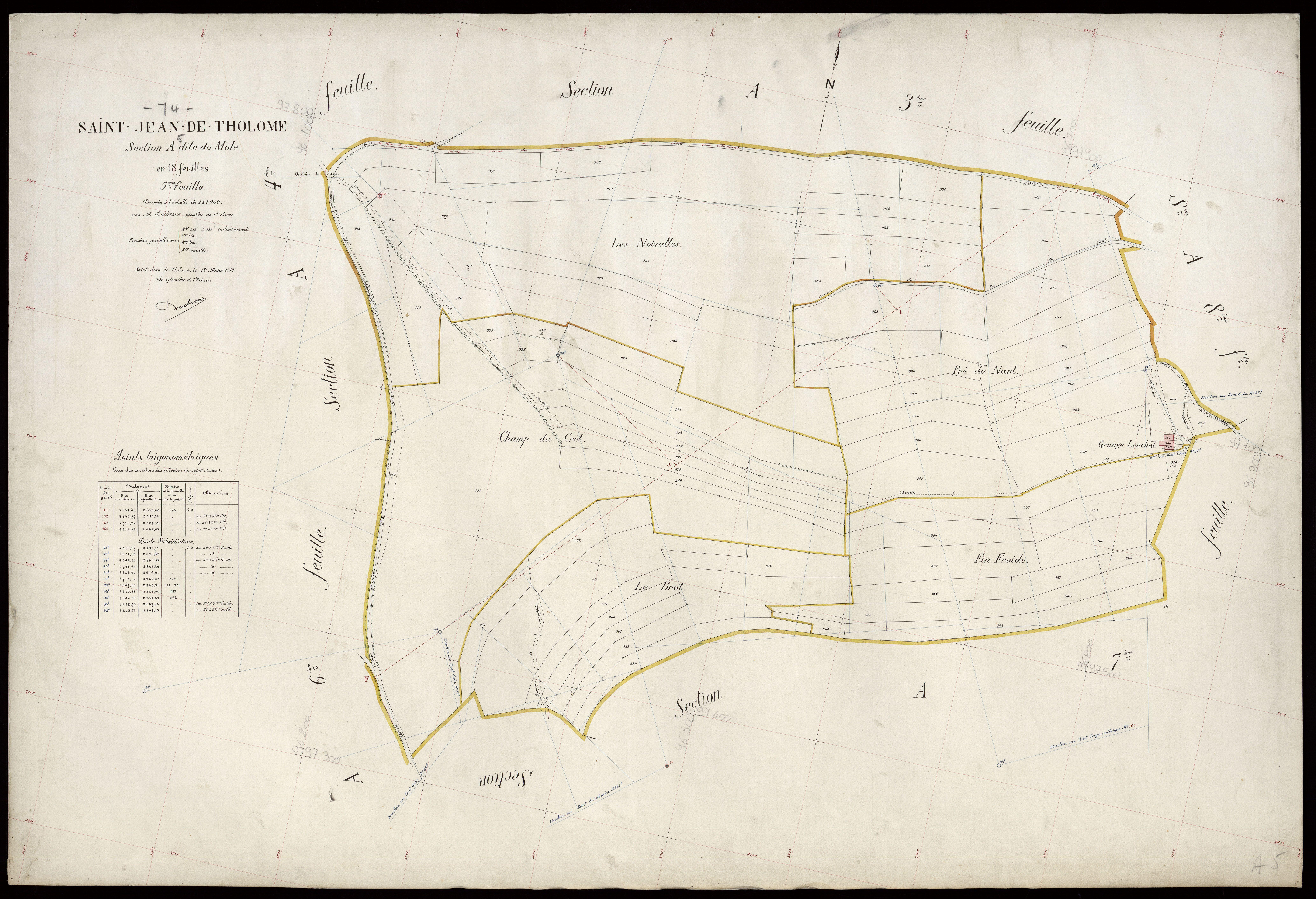 3 P 3 7624 - Feuille n° 6, parcelles n° 990 à 1196 - 1er mars 1914