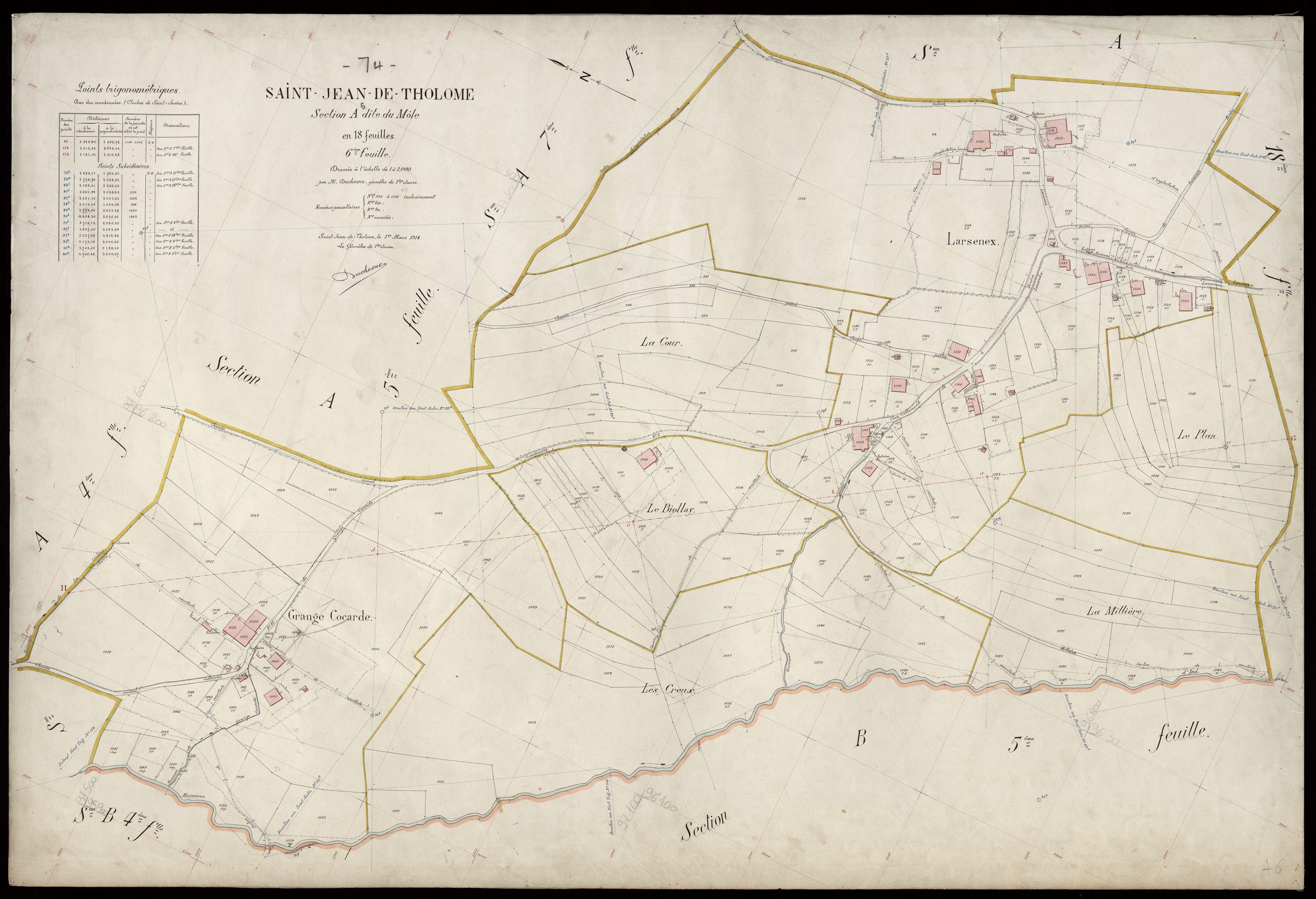 3 P 3 7625 - Feuille n° 7, parcelles n° 1197 à 1280 - 1er mars 1914