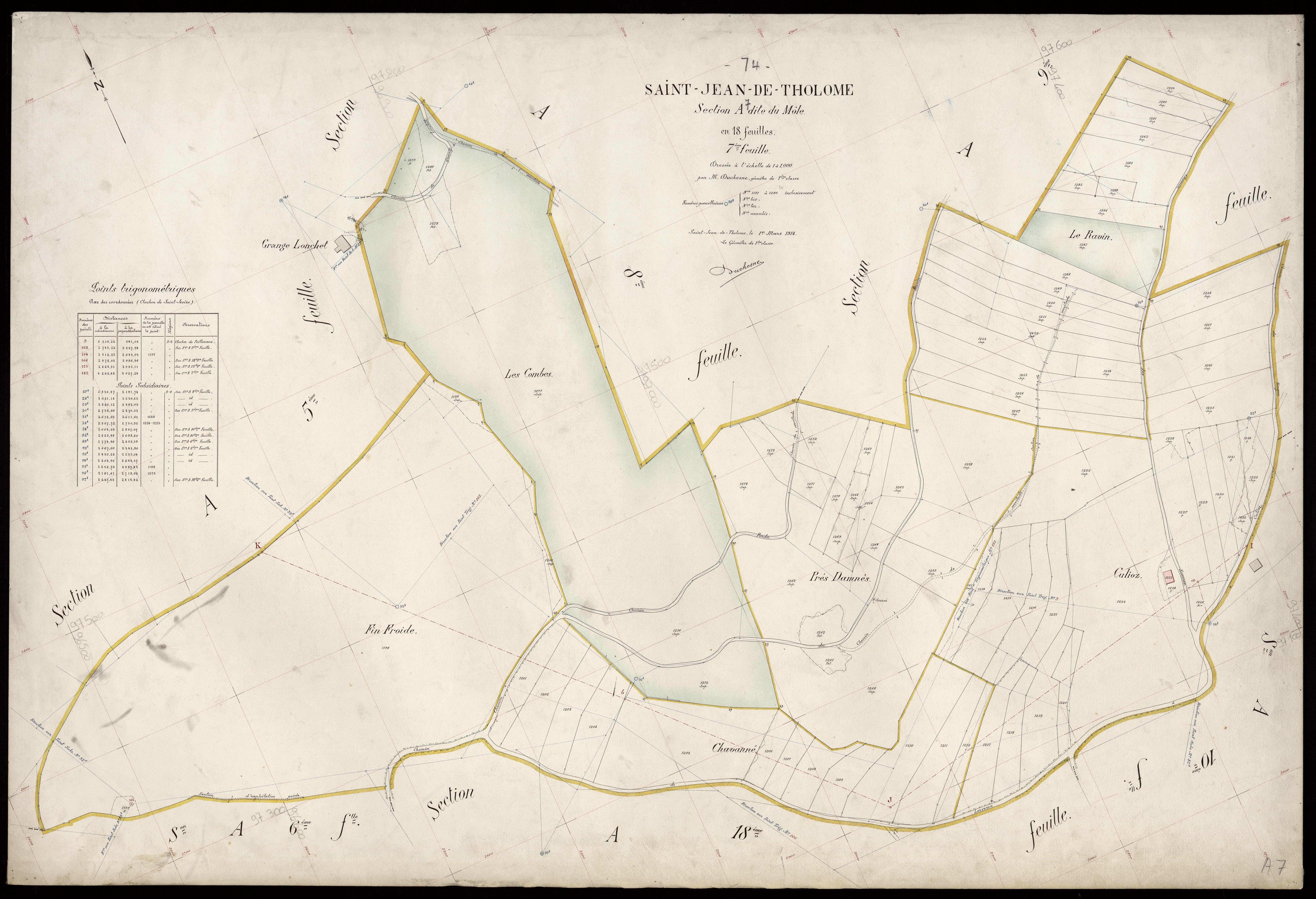 3 P 3 7626 - Feuille n° 8, parcelles n° 1281 à 1460 - 1er mars 1914