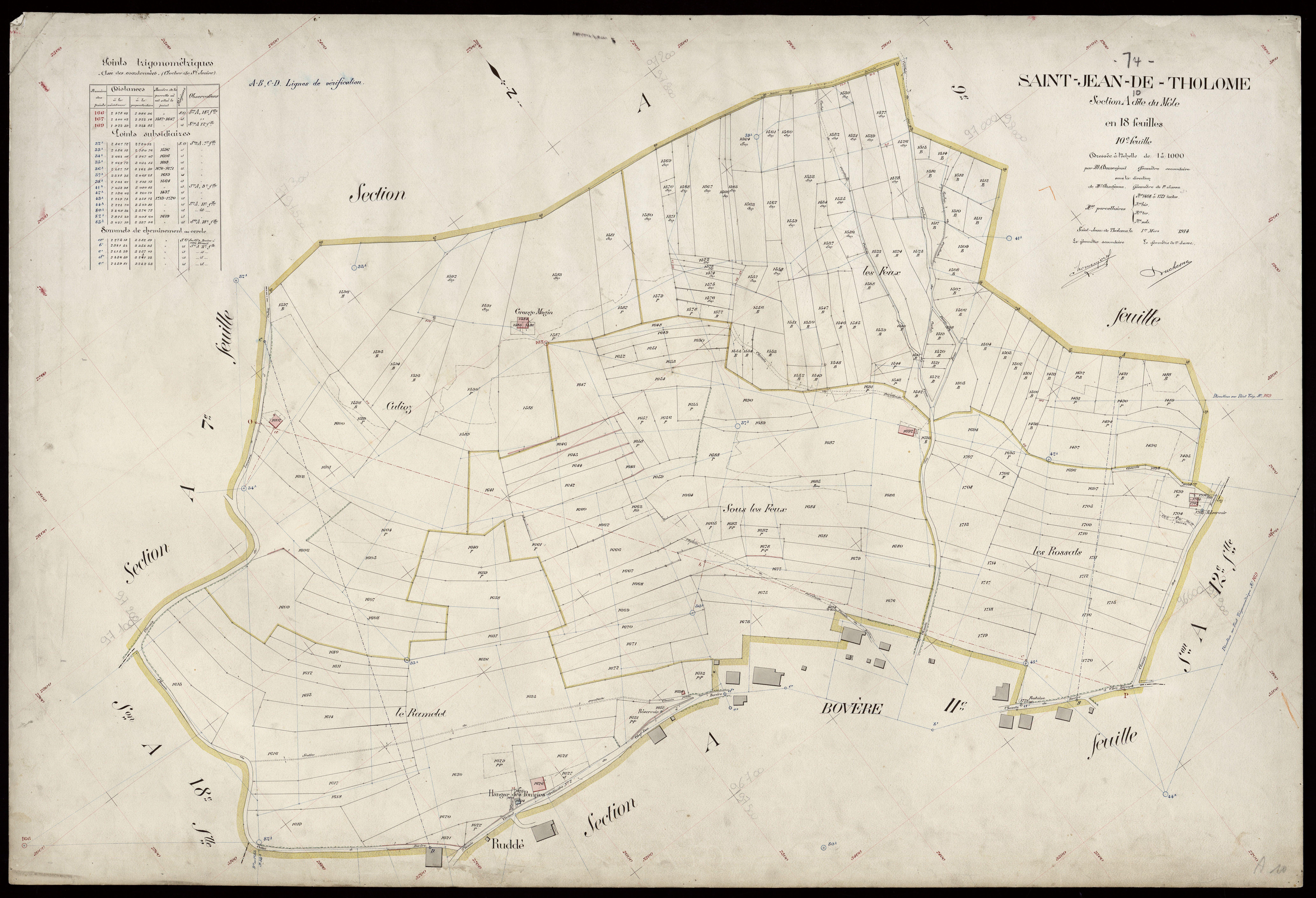 3 P 3 7629 - Feuille n° 11, parcelles n° 1722 à 2184 - 1er mars 1914