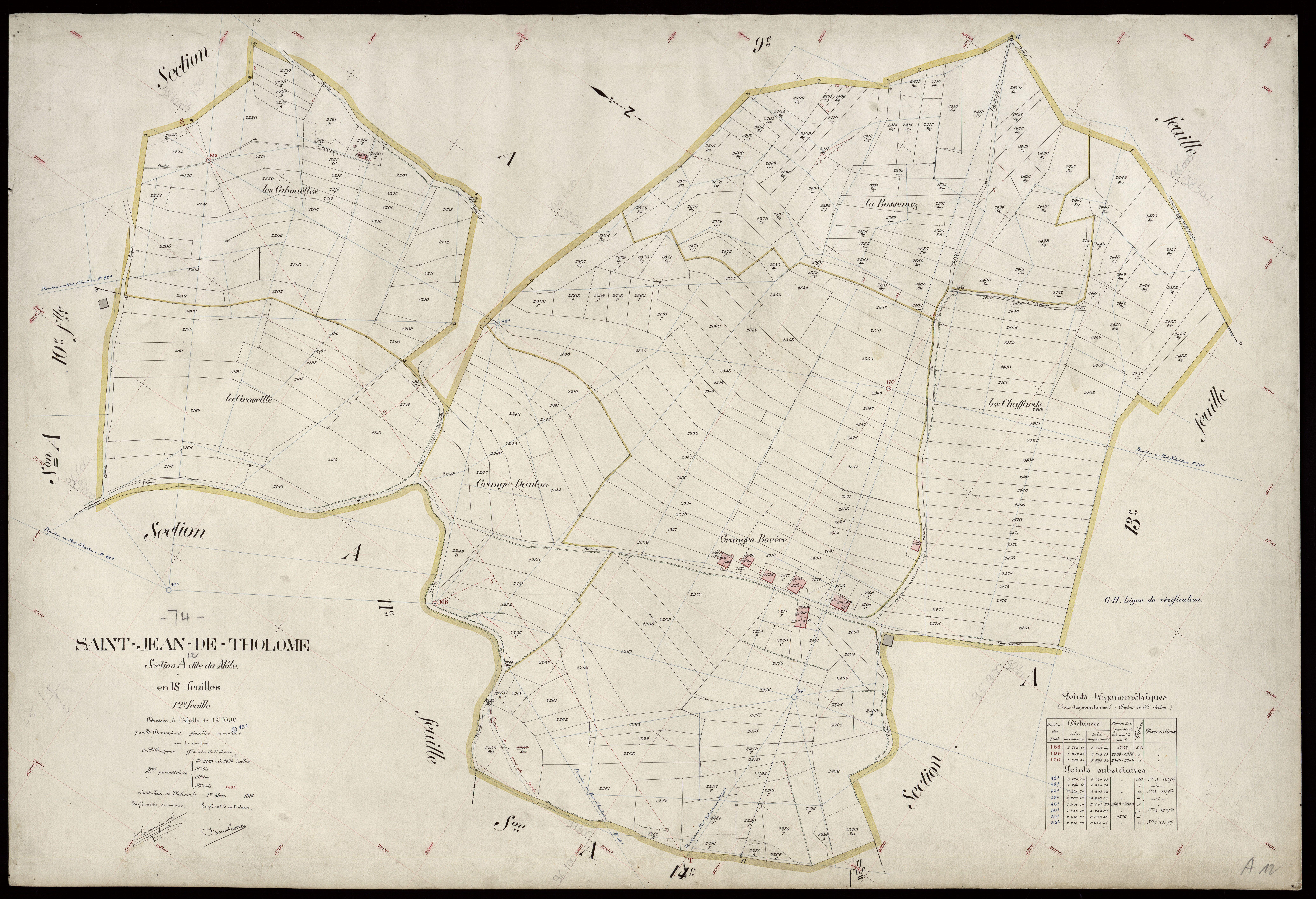 3 P 3 7631 - Feuille n° 13, parcelles n° 2480 à 2873 - 1er mars 1914