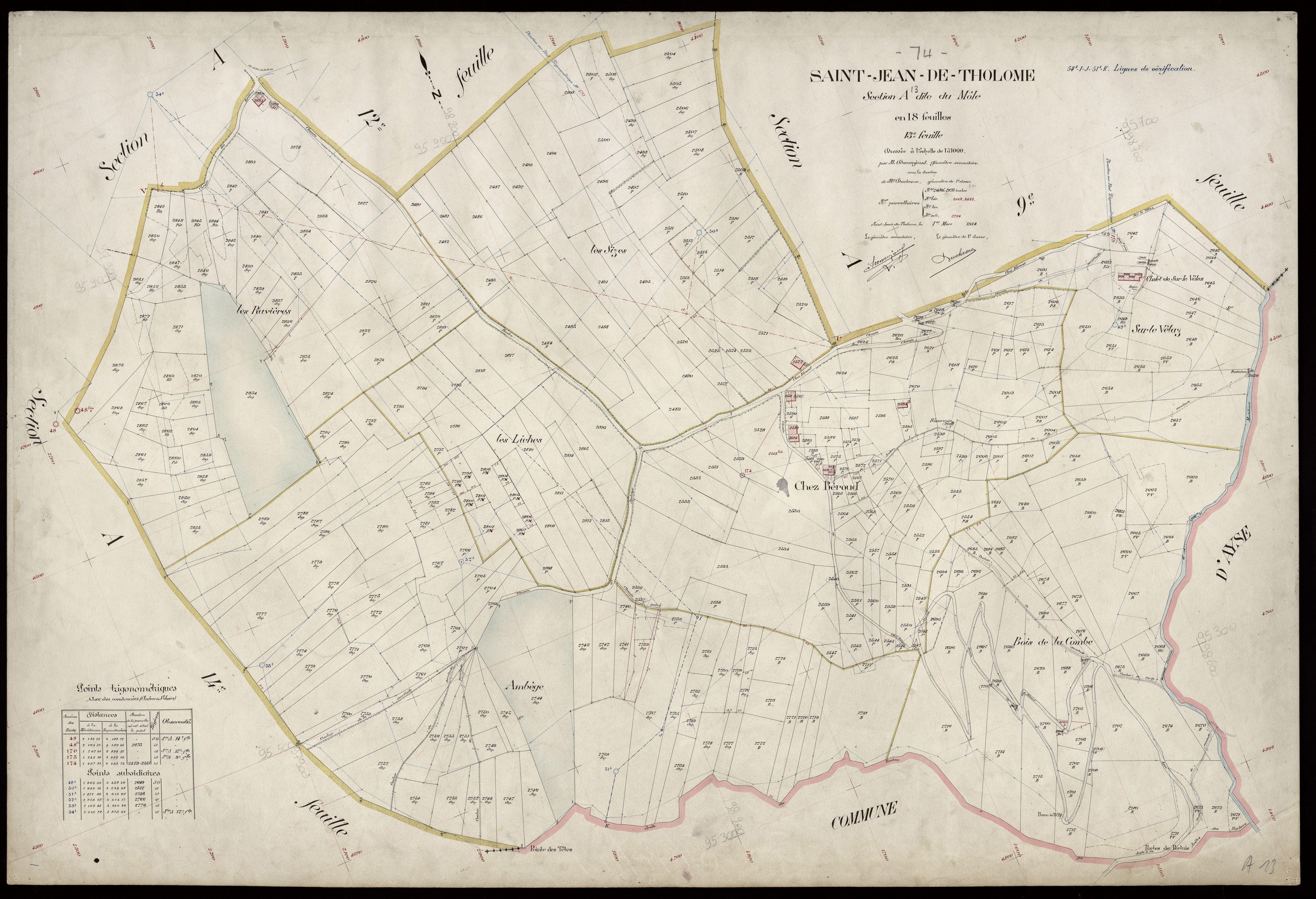 3 P 3 7632 - Feuille n° 14, parcelles n° 2874 à 2954 - 1er mars 1914