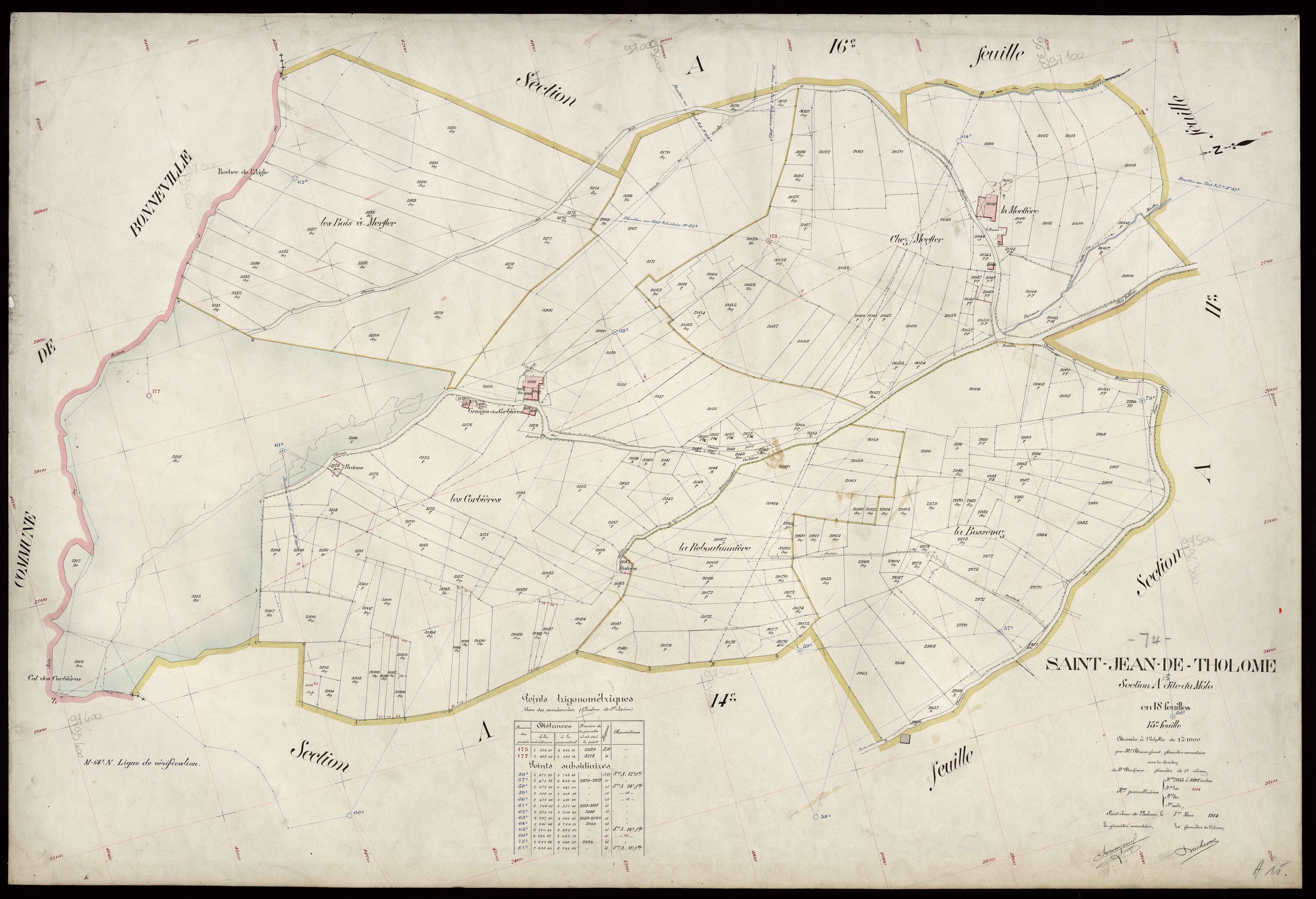 3 P 3 7634 - Feuille n° 16, parcelles n° 3193 à 3409 - 1er mars 1914