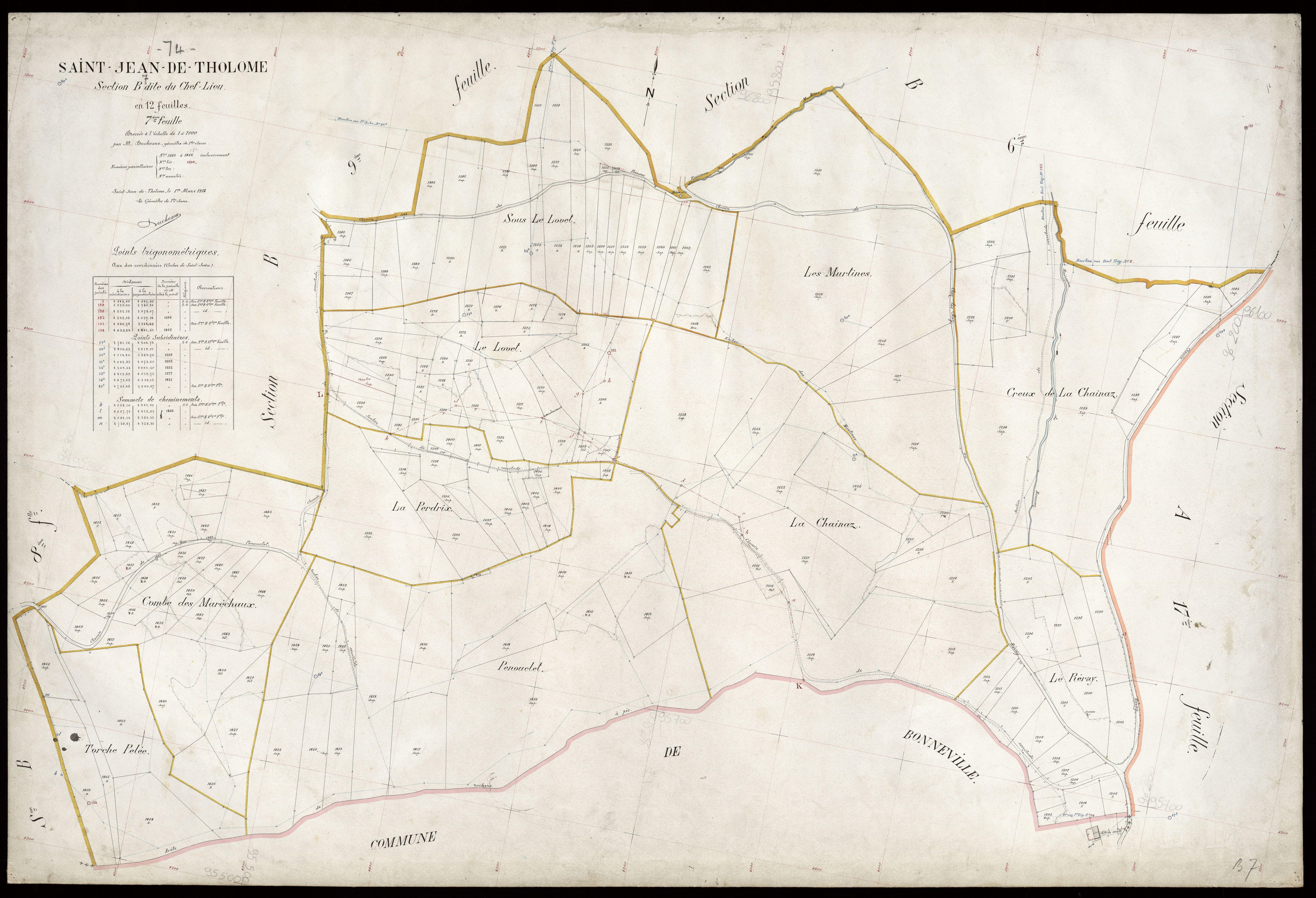3 P 3 7644 - Feuille n° 8, parcelles n° 1467 à 1708 - 1er mars 1914