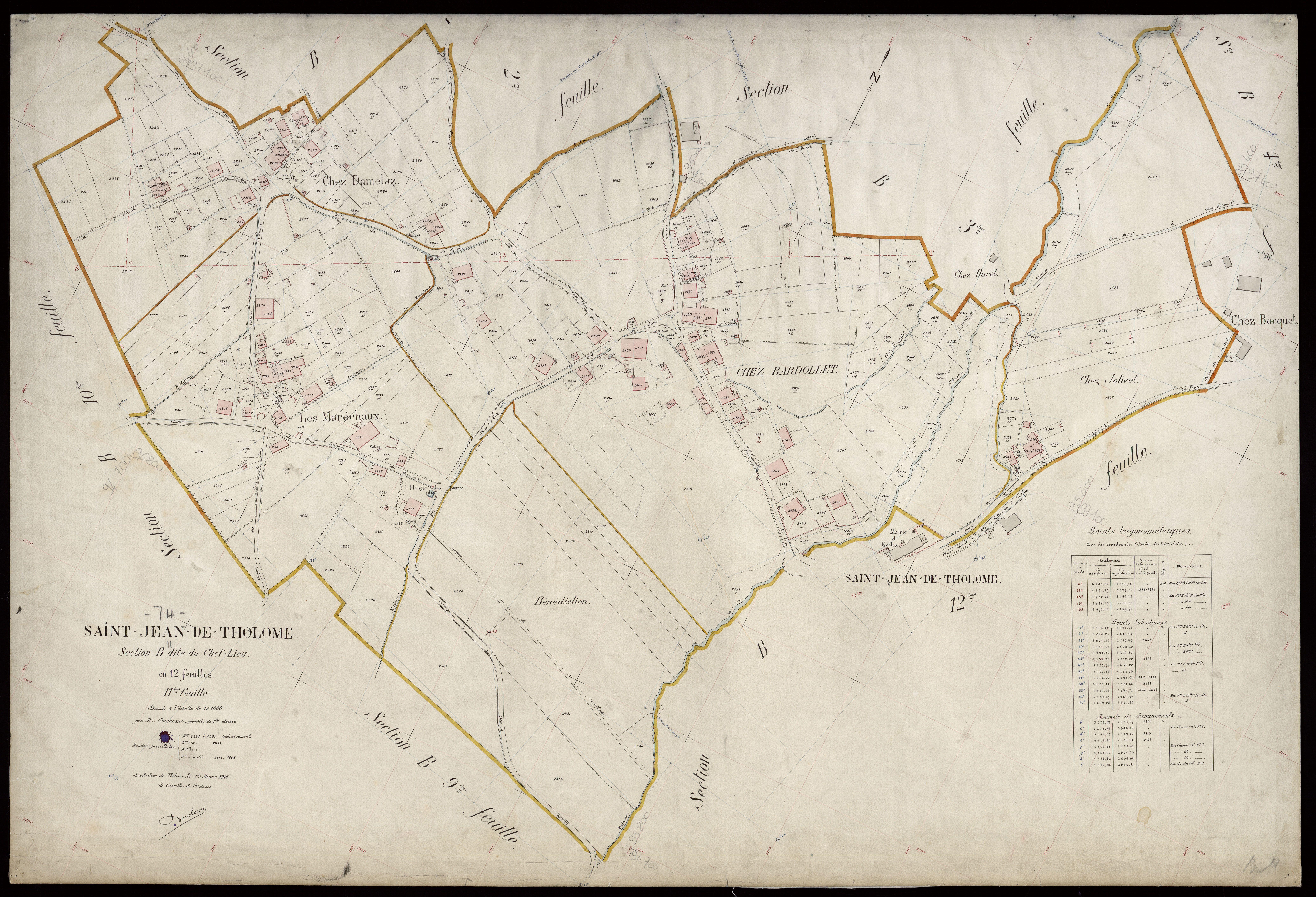 3 P 3 7648 - Feuille n° 12, parcelles n° 2544 à 2620 - 1er mars 1914