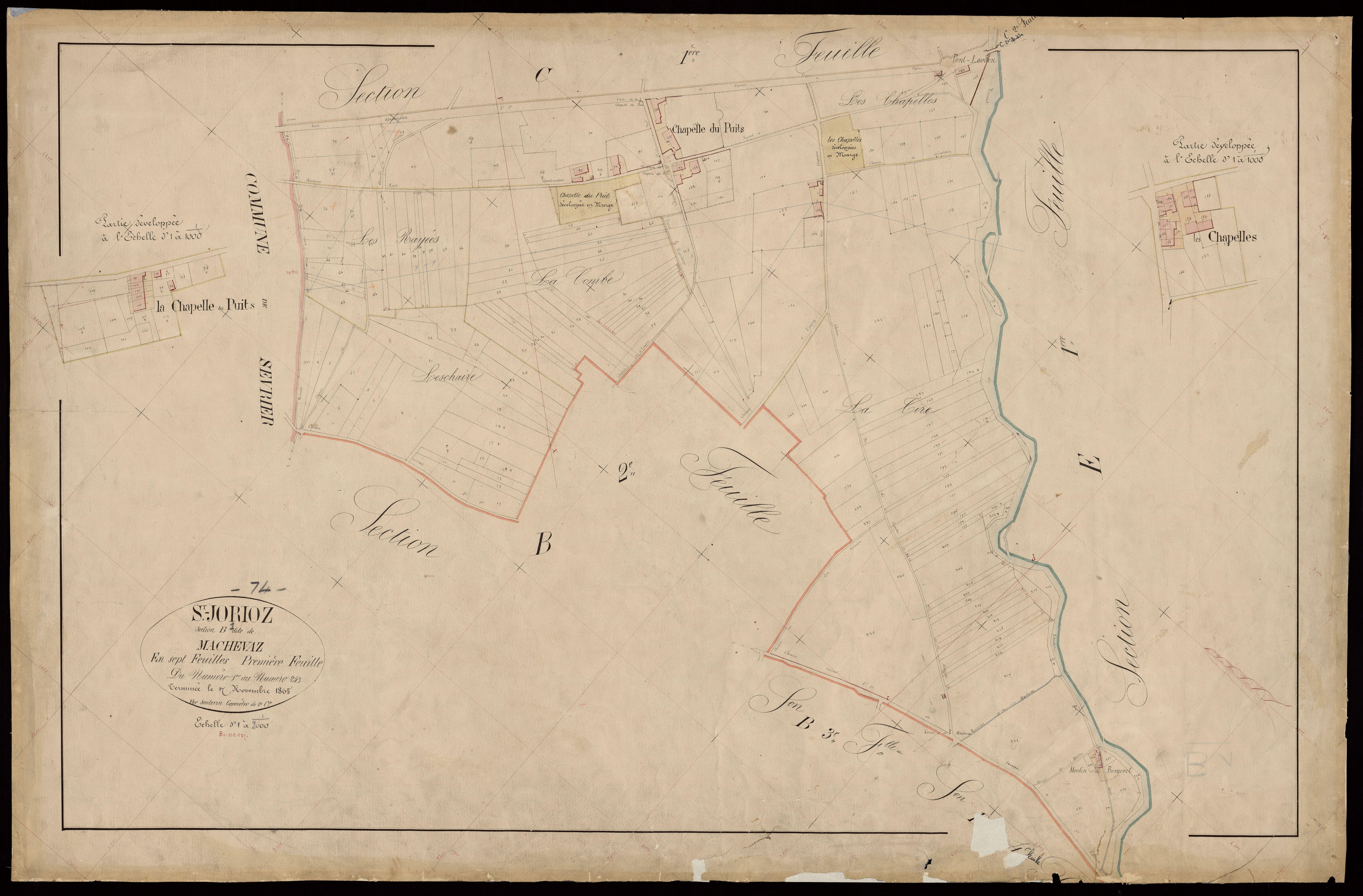 3 P 3 7706 - Feuille n° 2, parcelles n° 244 à 596 - 17 novembre 1865