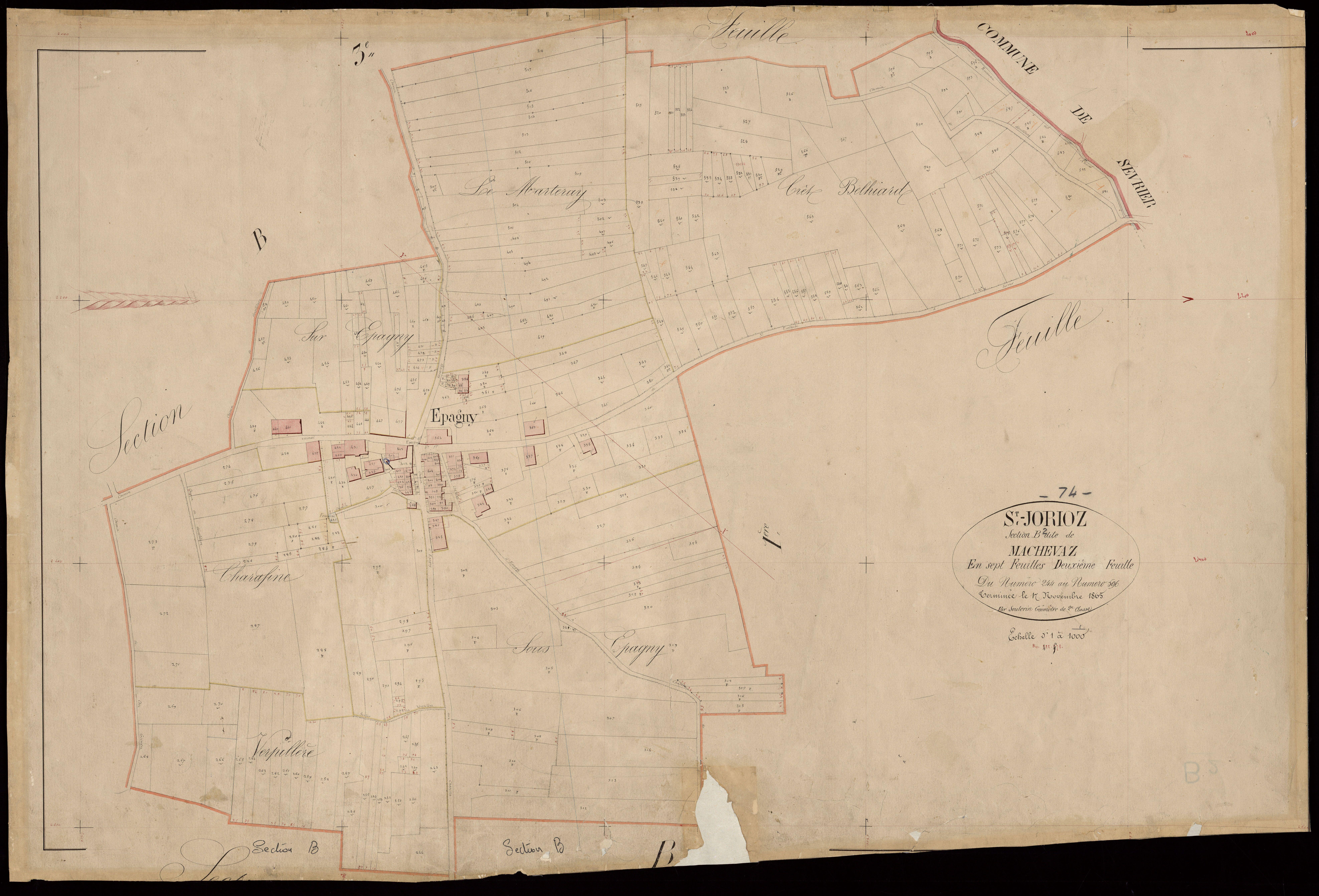 3 P 3 7708 - Feuille n° 4, parcelles n° 900 à 1272 - 17 novembre 1865