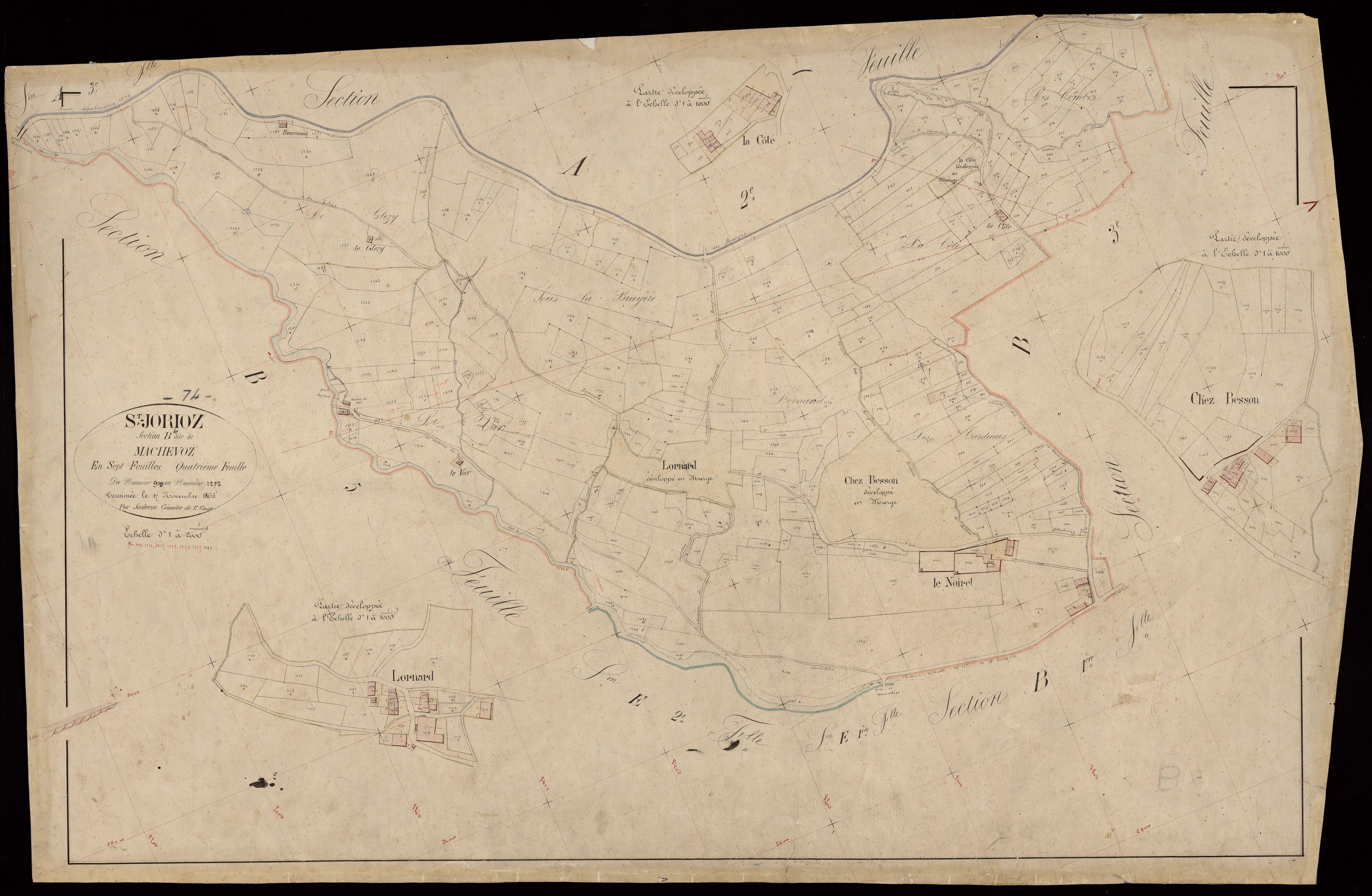 3 P 3 7709 - Feuille n° 5, parcelles n° 1273 à 1466 - 17 novembre 1865