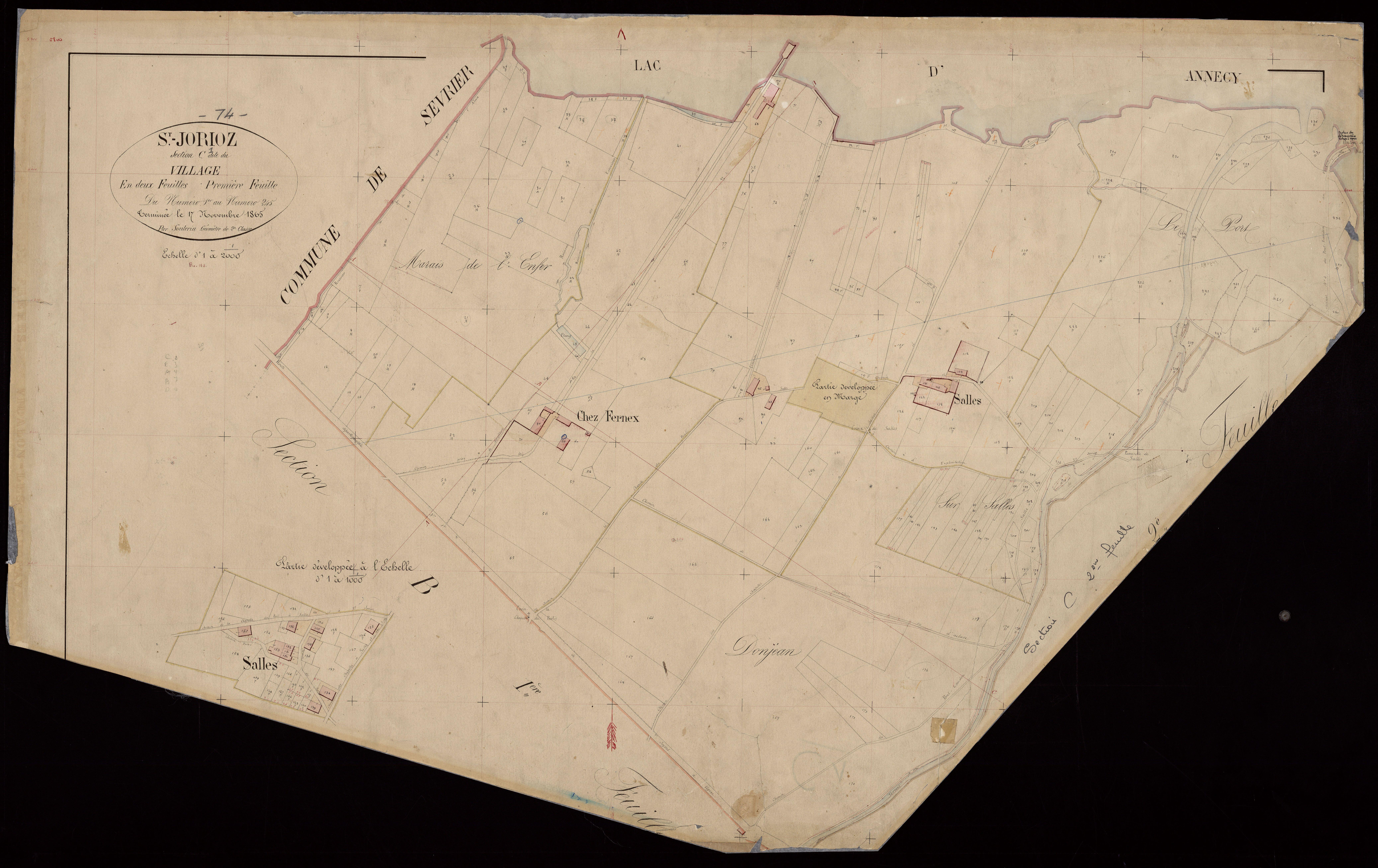 3 P 3 7713 - Feuille n° 2, parcelles n° 246 à 639 - 17 novembre 1865