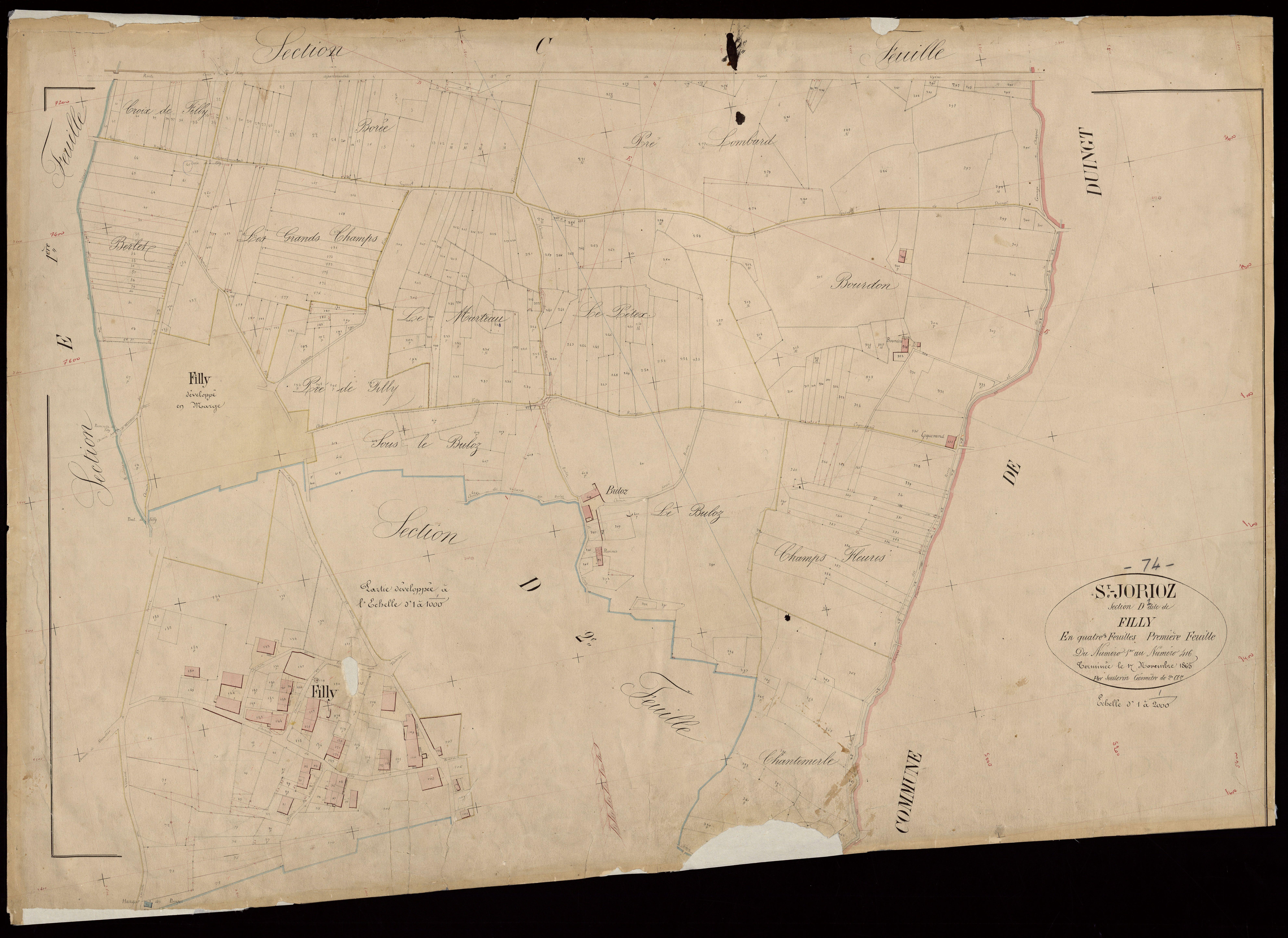 3 P 3 7715 - Feuille n° 2, parcelles n° 417 à 728 - 17 novembre 1865