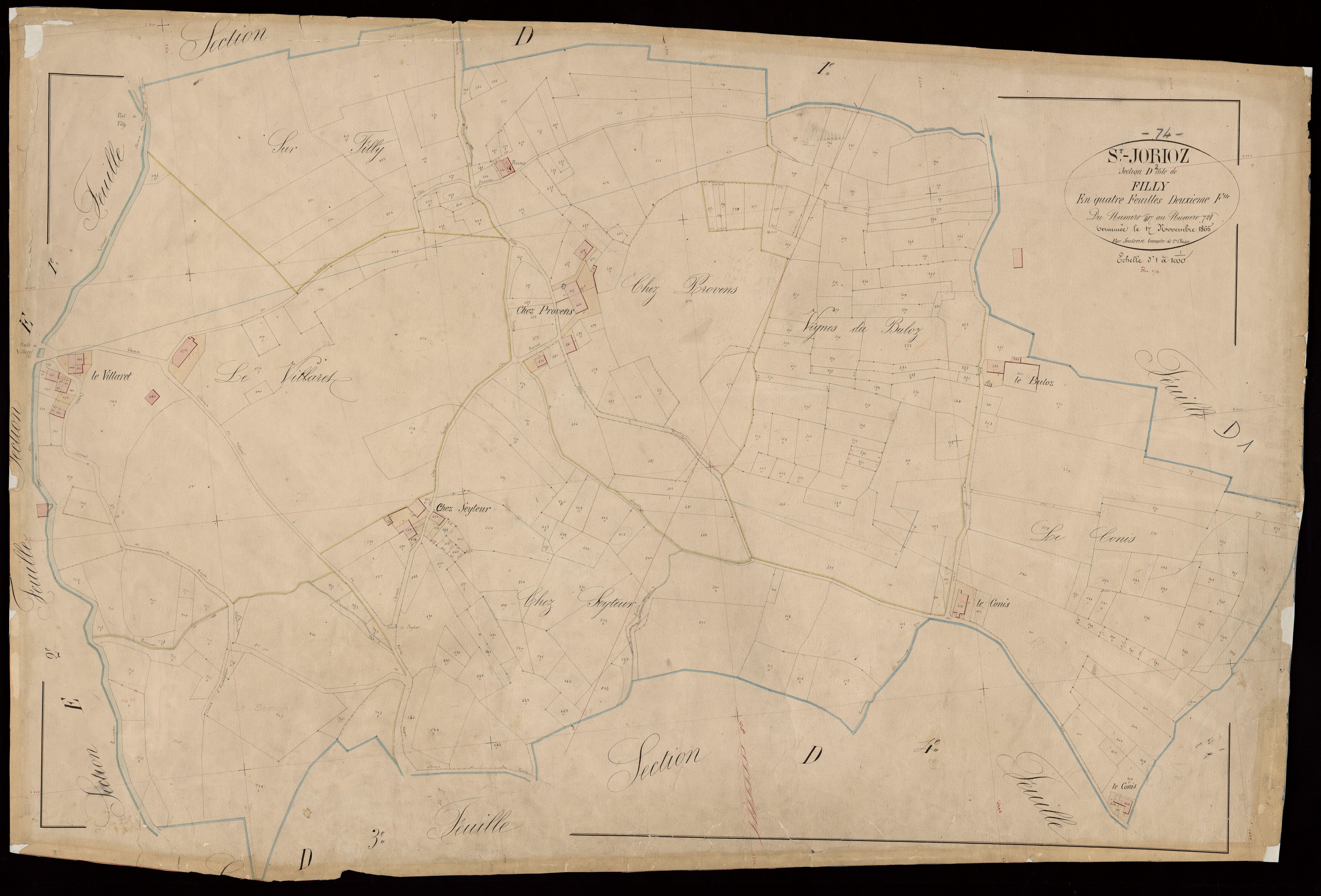 3 P 3 7716 - Feuille n° 3, parcelles n° 729 à 1022 - 17 novembre 1865