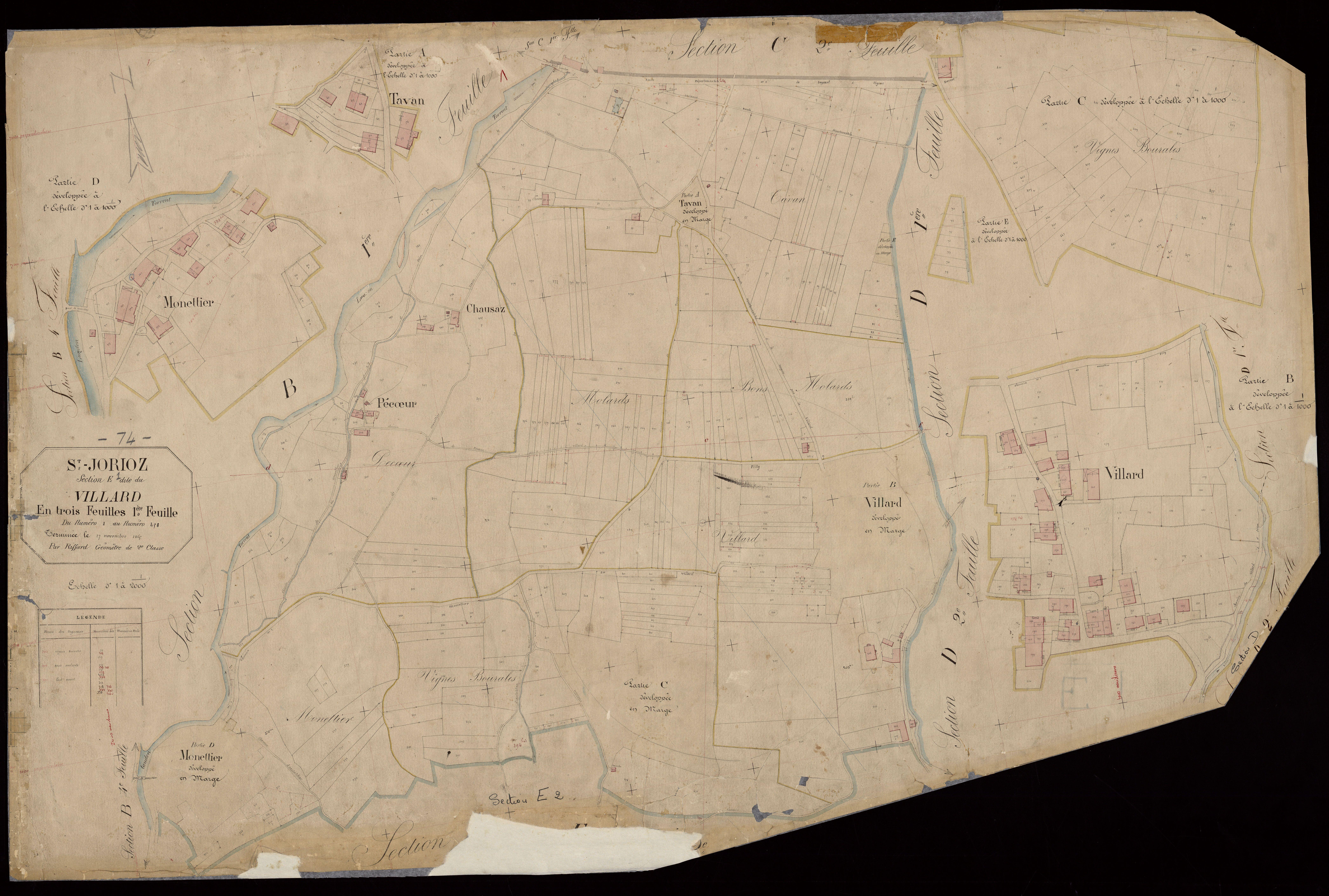 3 P 3 7719 - Feuille n° 2, parcelles n° 459 à 836 - 17 novembre 1865