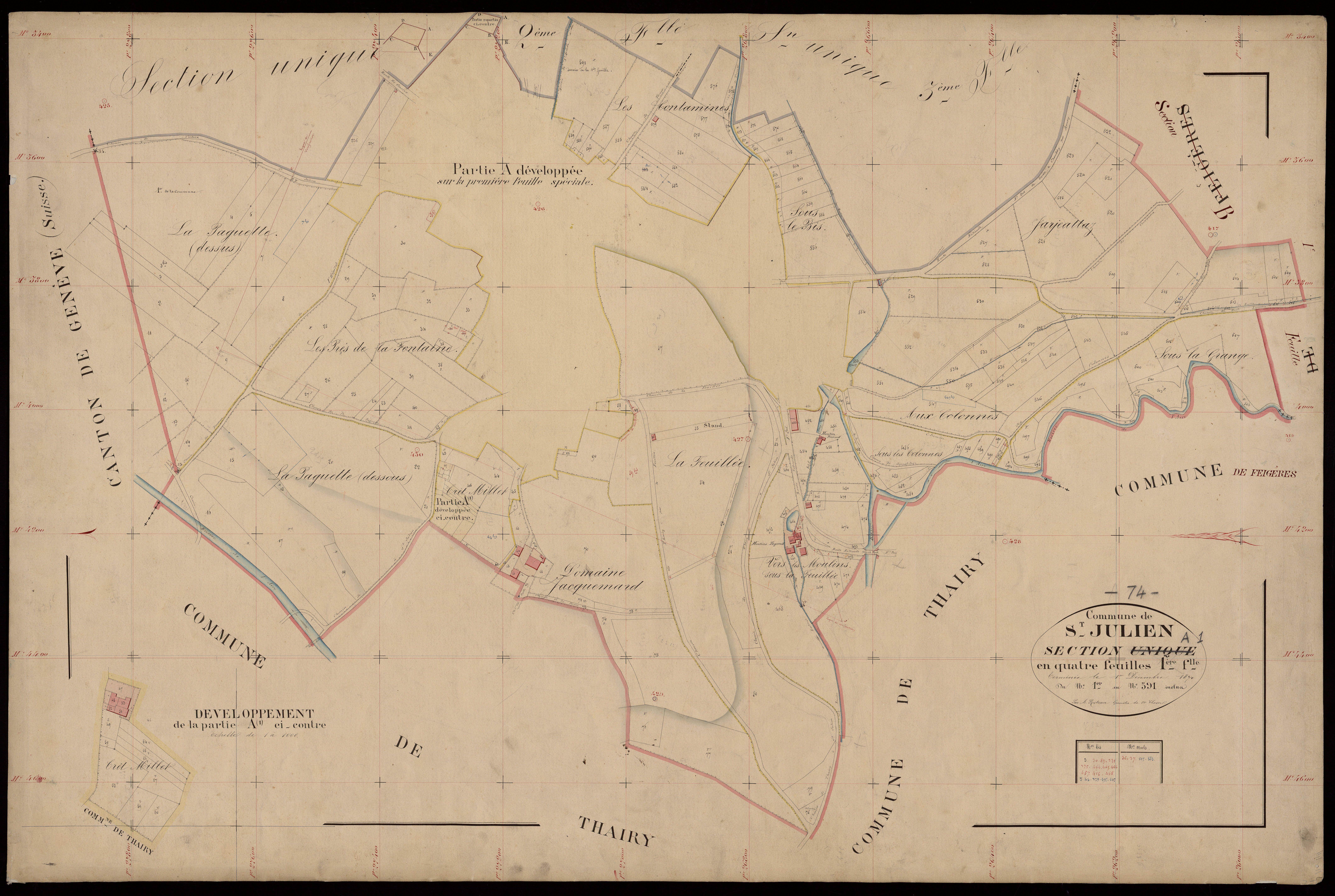 3 P 3 7723 - Feuille n° 1 bis, parcelles n° 91 à 452 -