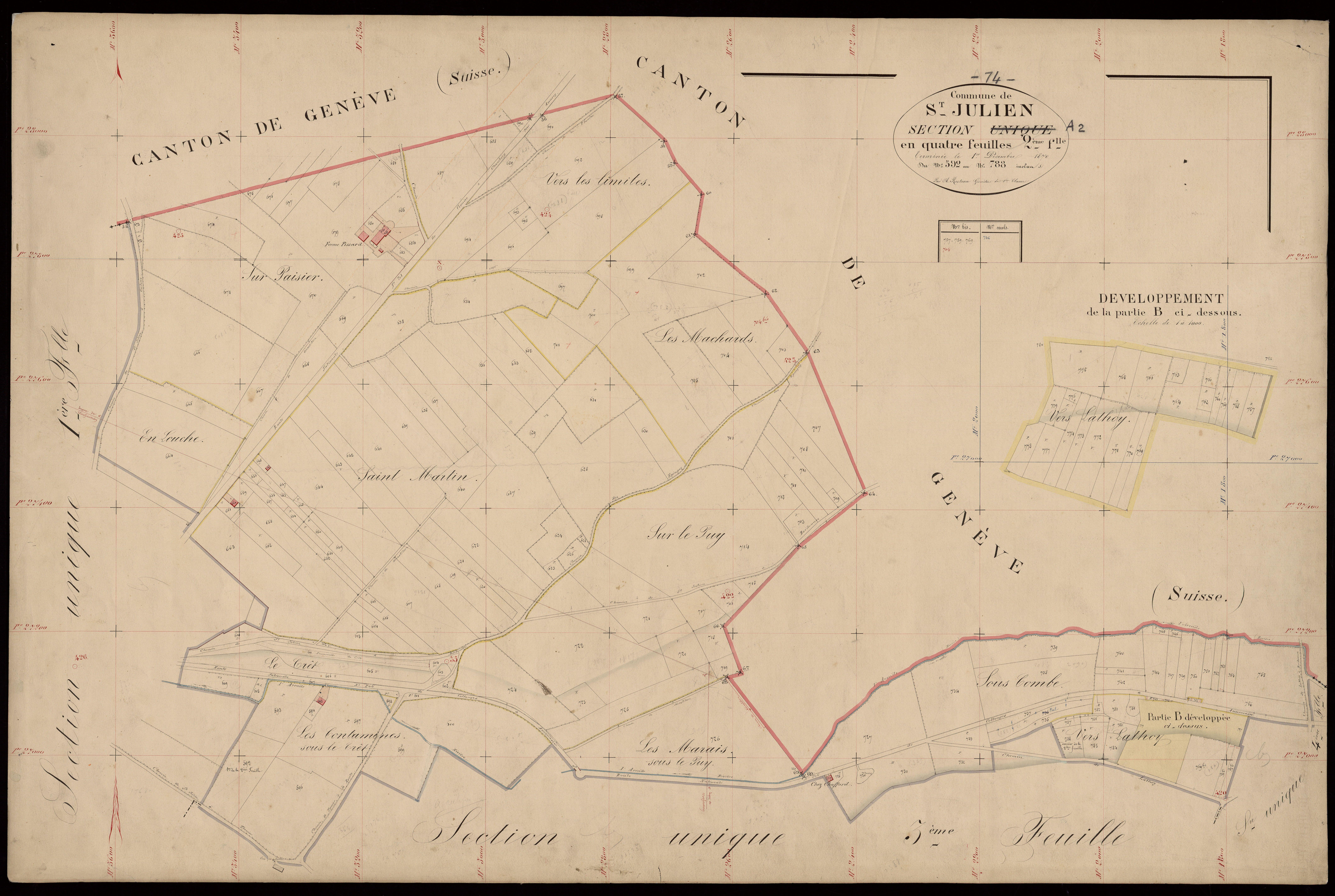 3 P 3 7725 - Feuille n° 3, parcelles n° 789 à 1302 - 1er décembre 1870