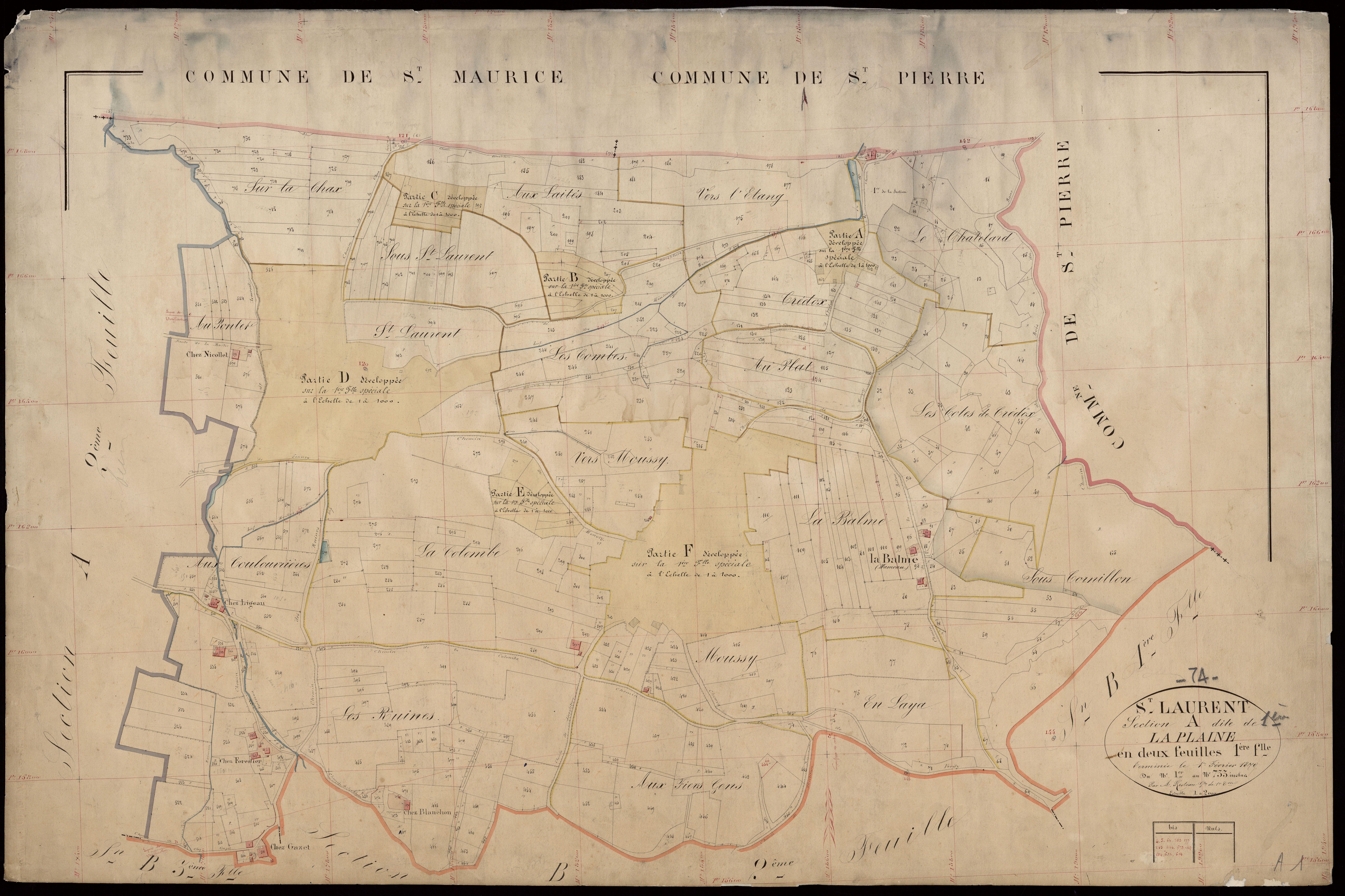 3 P 3 7731 - Feuille n° 1 bis, parcelles n° 141 à 163, 186 à 196, 206 à 218, 271 à 258, 302 à 415 et 585 à 682 -