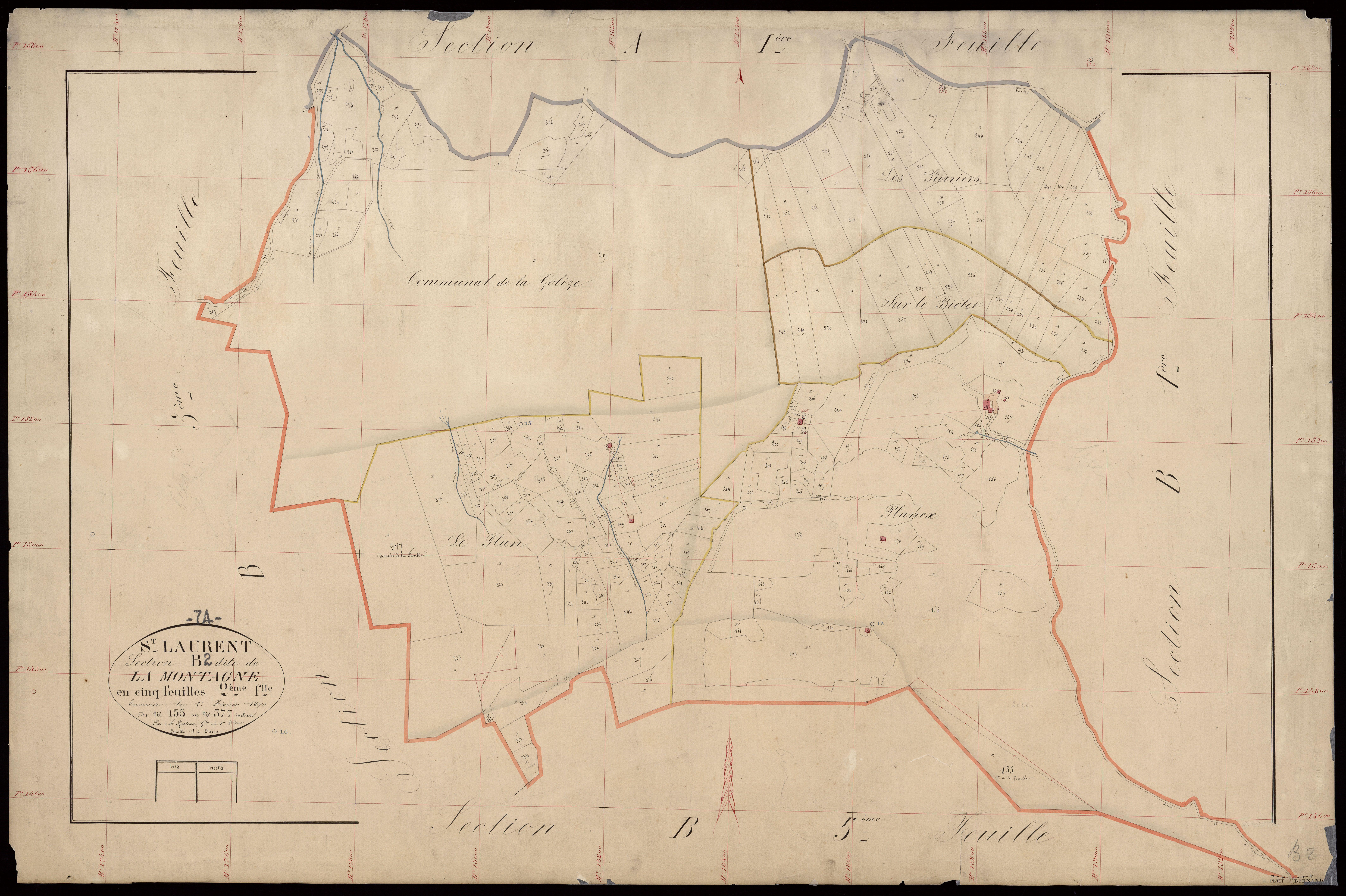 3 P 3 7736 - Feuille n° 3, parcelles n° 378 à 741 - 1er février 1870