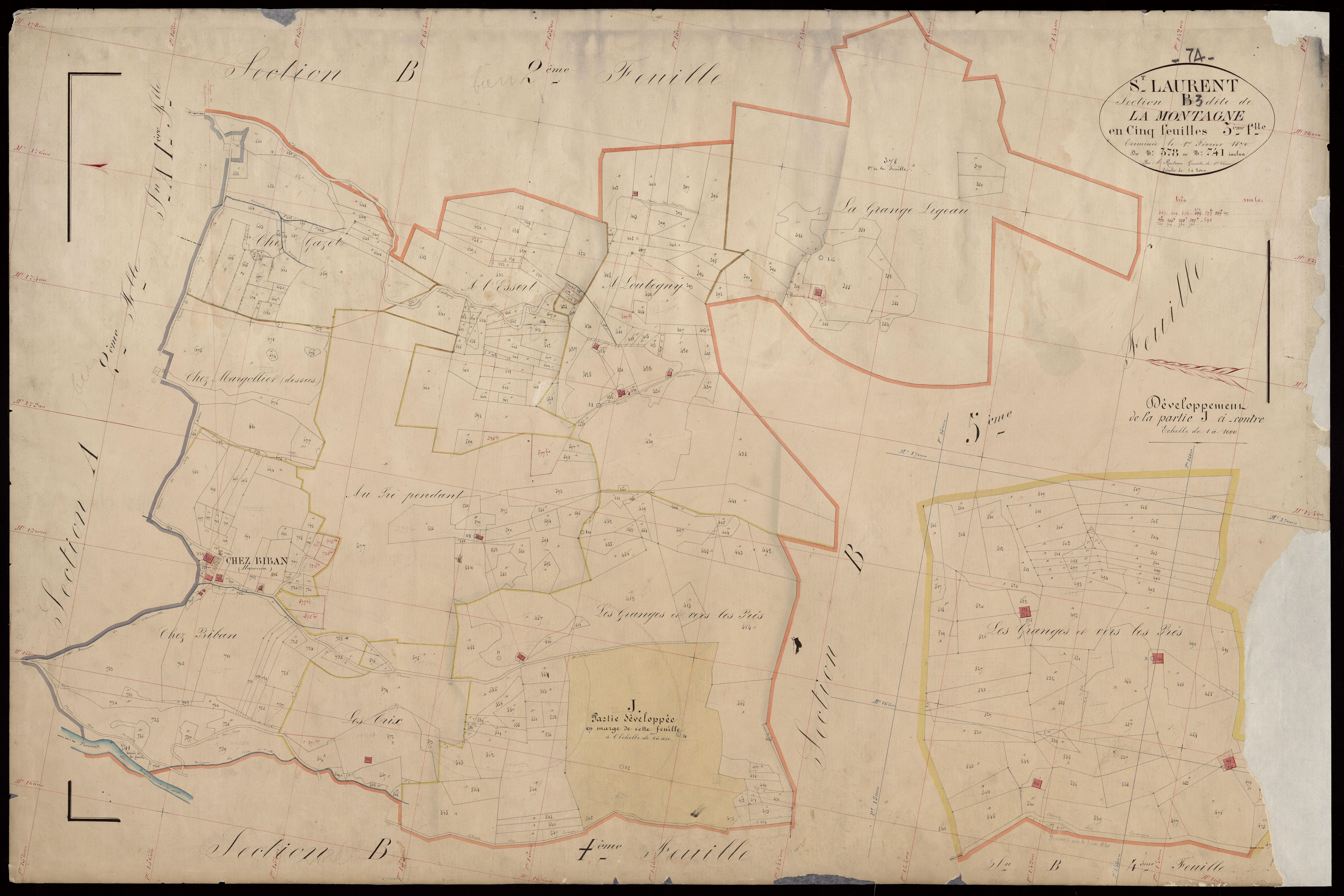 3 P 3 7737 - Feuille n° 4, parcelles n° 742 à 1278 - 1er février 1870