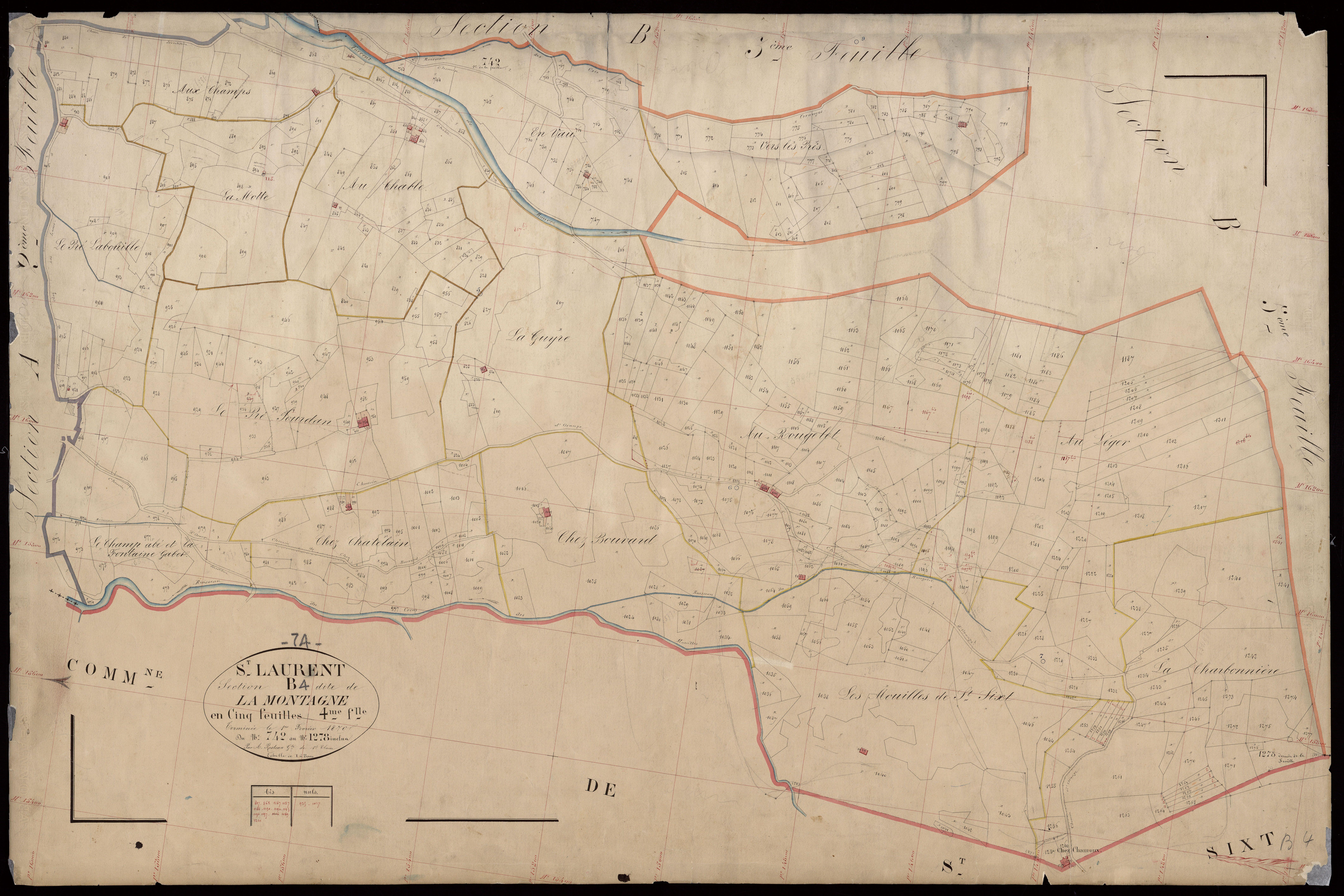 3 P 3 7738 - Feuille n° 5, parcelles n° 1279 à 1284 - 1er février 1870