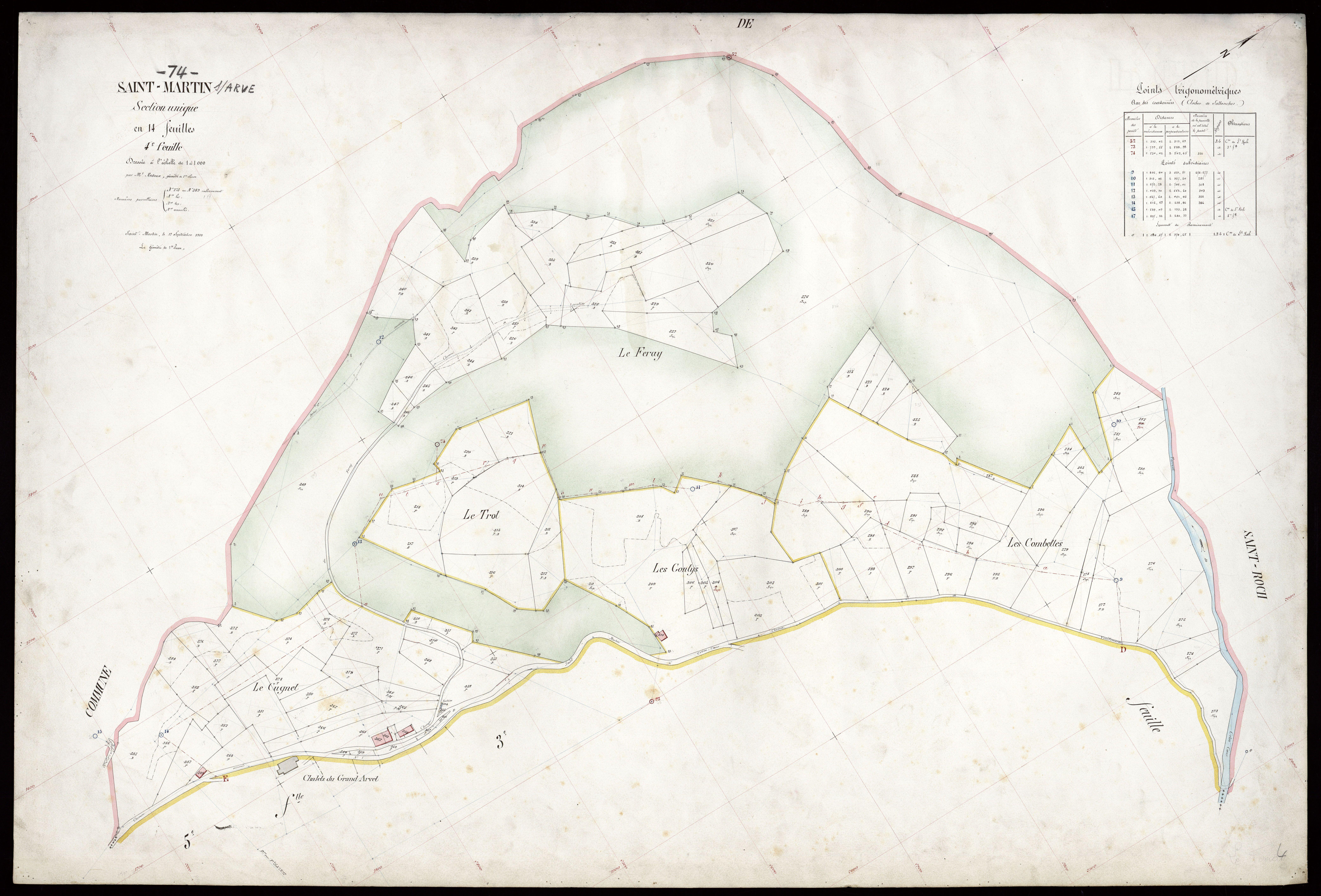 3 P 3 7760 - Feuille n° 5, parcelles n° 390 à 501bis - 12 septembre 1910