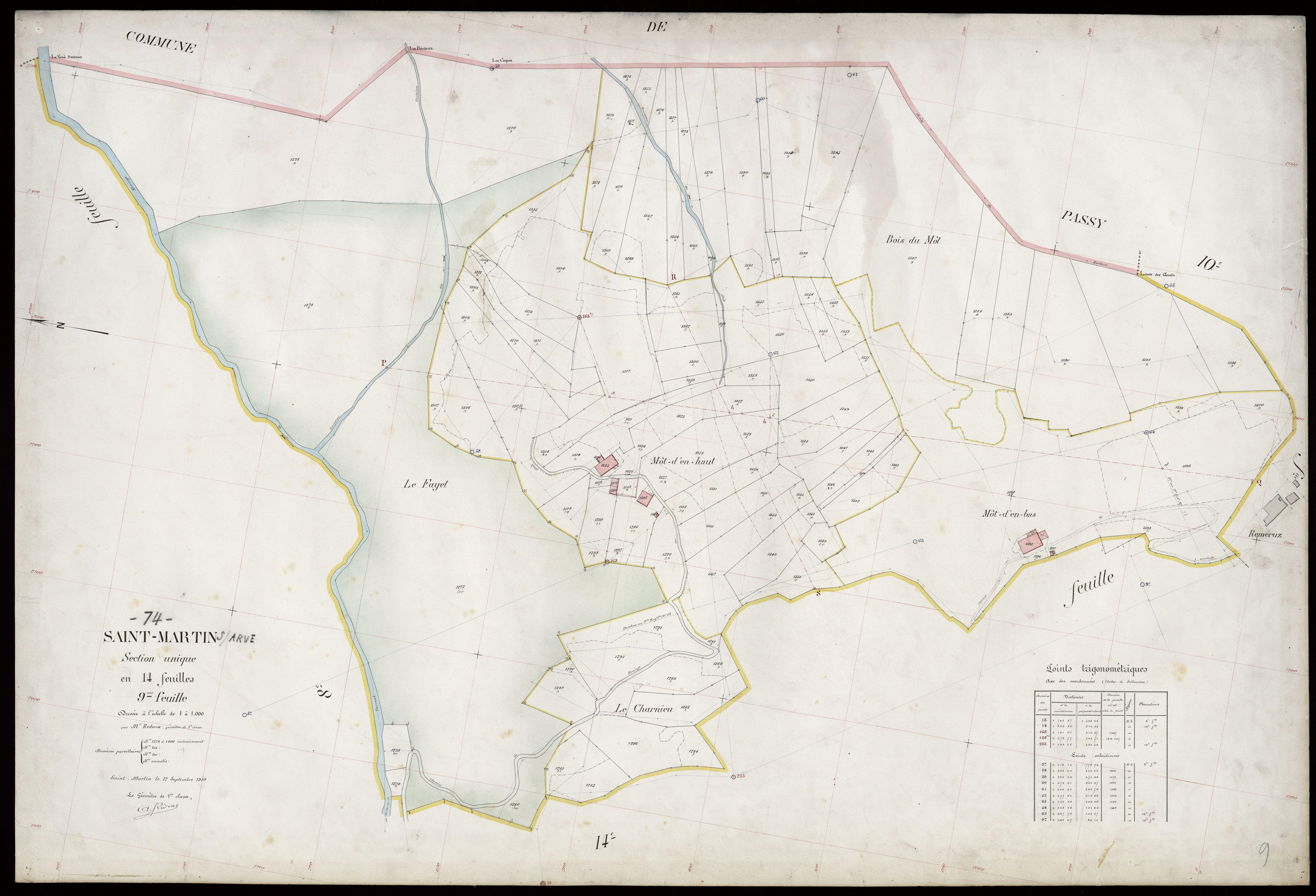 3 P 3 7765 - Feuille n° 10, parcelles n° 1401 à 1683 - 12 septembre 1910