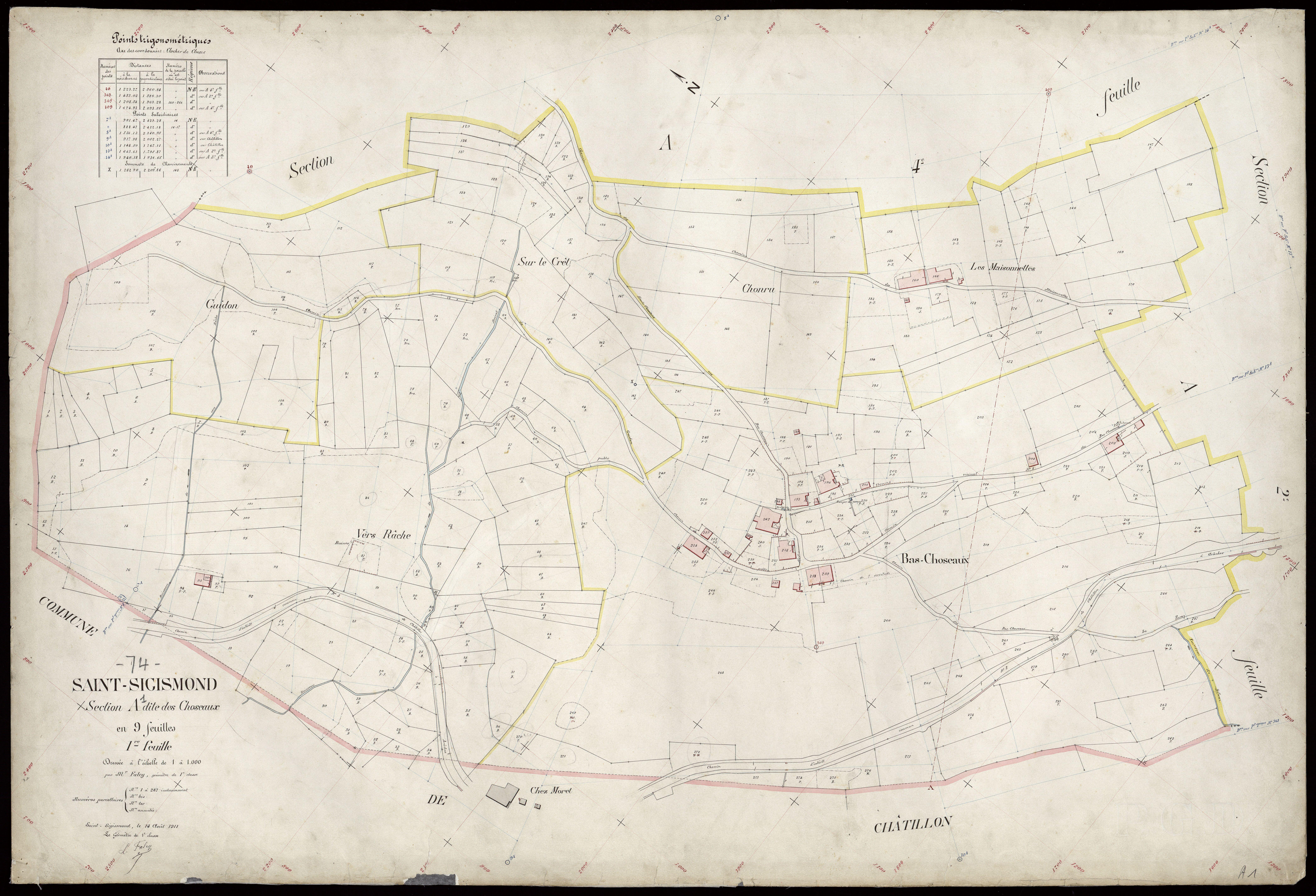 3 P 3 7907 - Feuille n° 2, parcelles n° 288 à 505 - 14 août 1911
