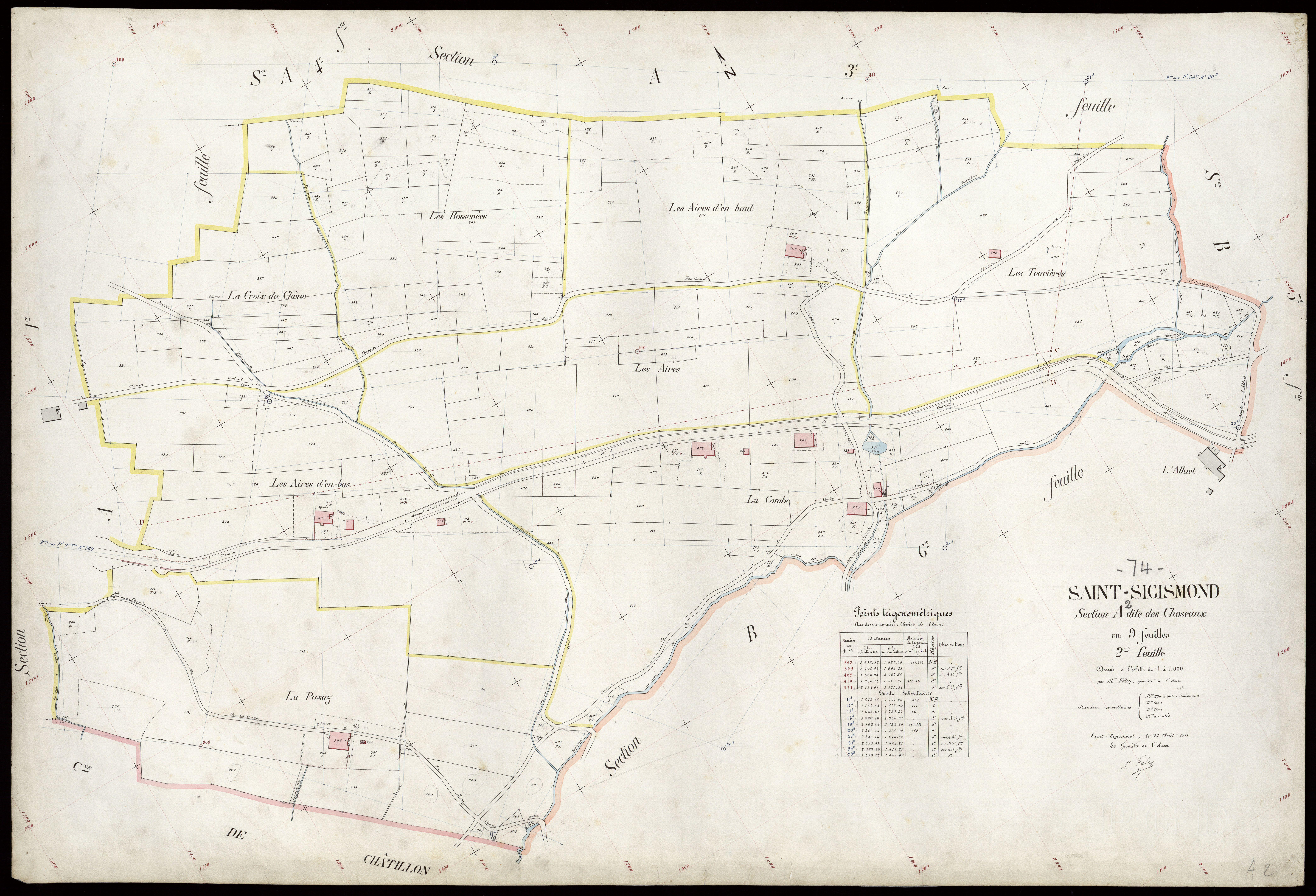 3 P 3 7908 - Feuille n° 3, parcelles n° 506 à 775 - 14 août 1911