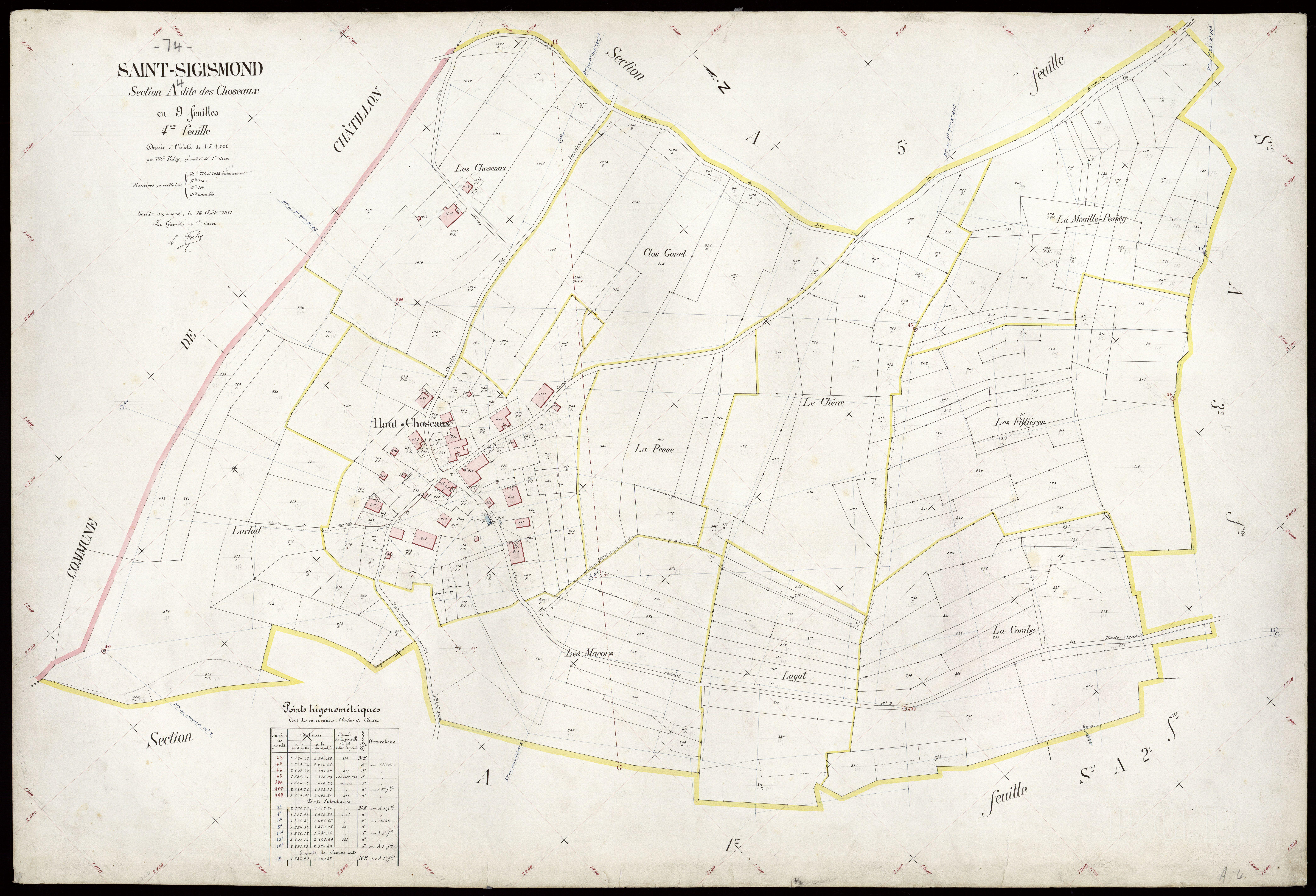 3 P 3 7910 - Feuille n° 5, parcelles n° 1024 à 1192 - 14 août 1911