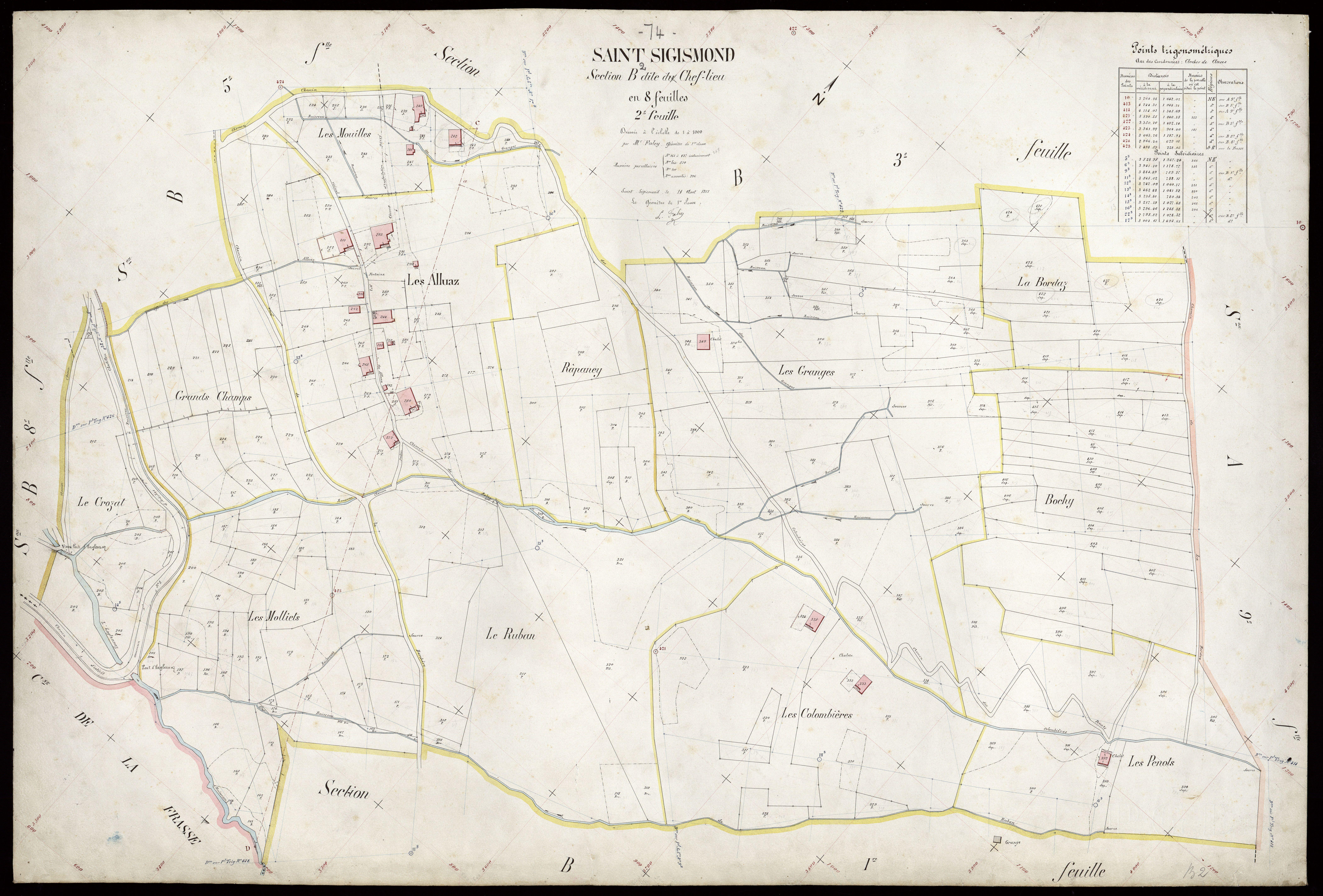 3 P 3 7917 - Feuille n° 3, parcelles n° 428 à 553 - 14 août 1911