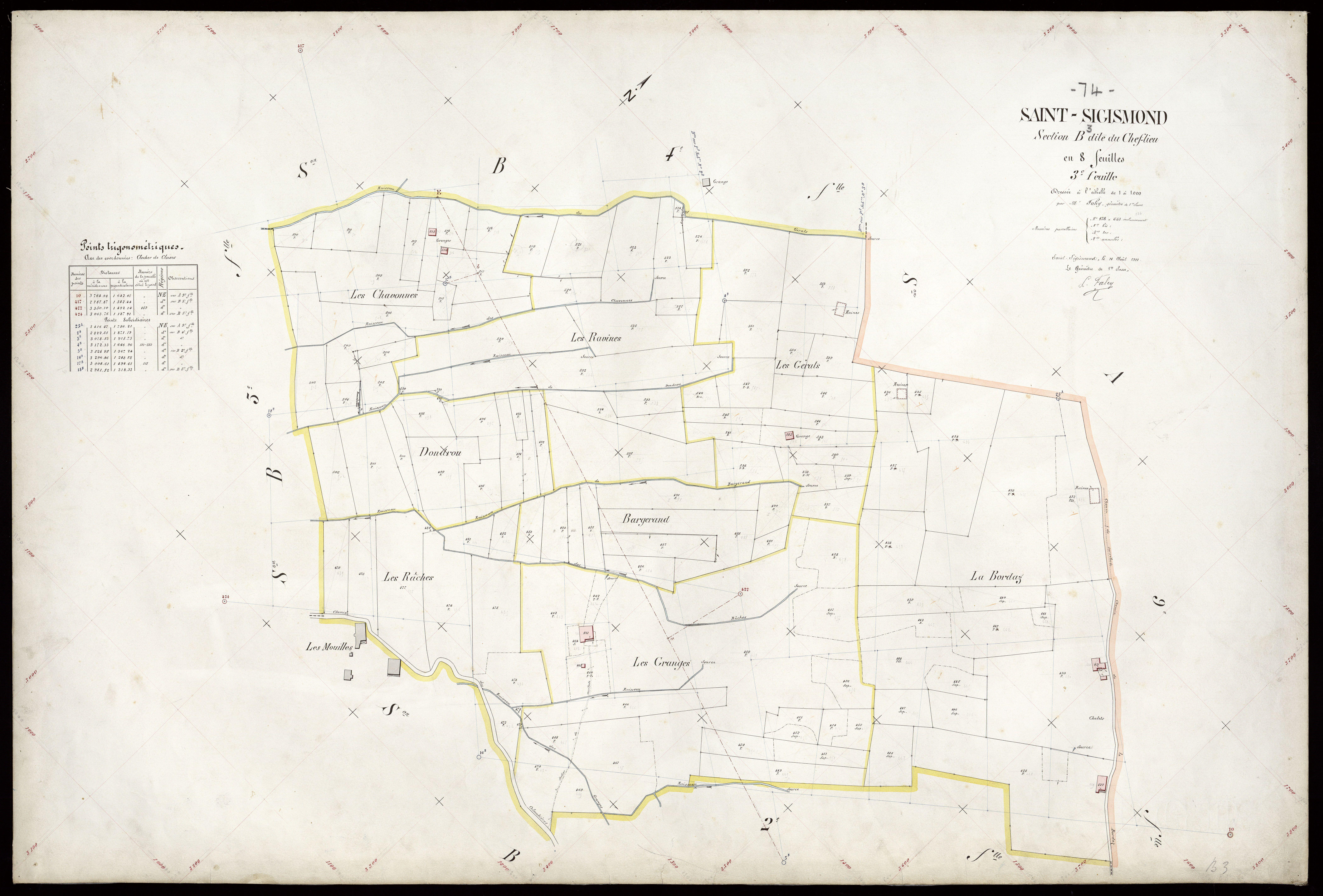 3 P 3 7918 - Feuille n° 4, parcelles n° 554 à 749 - 14 août 1911