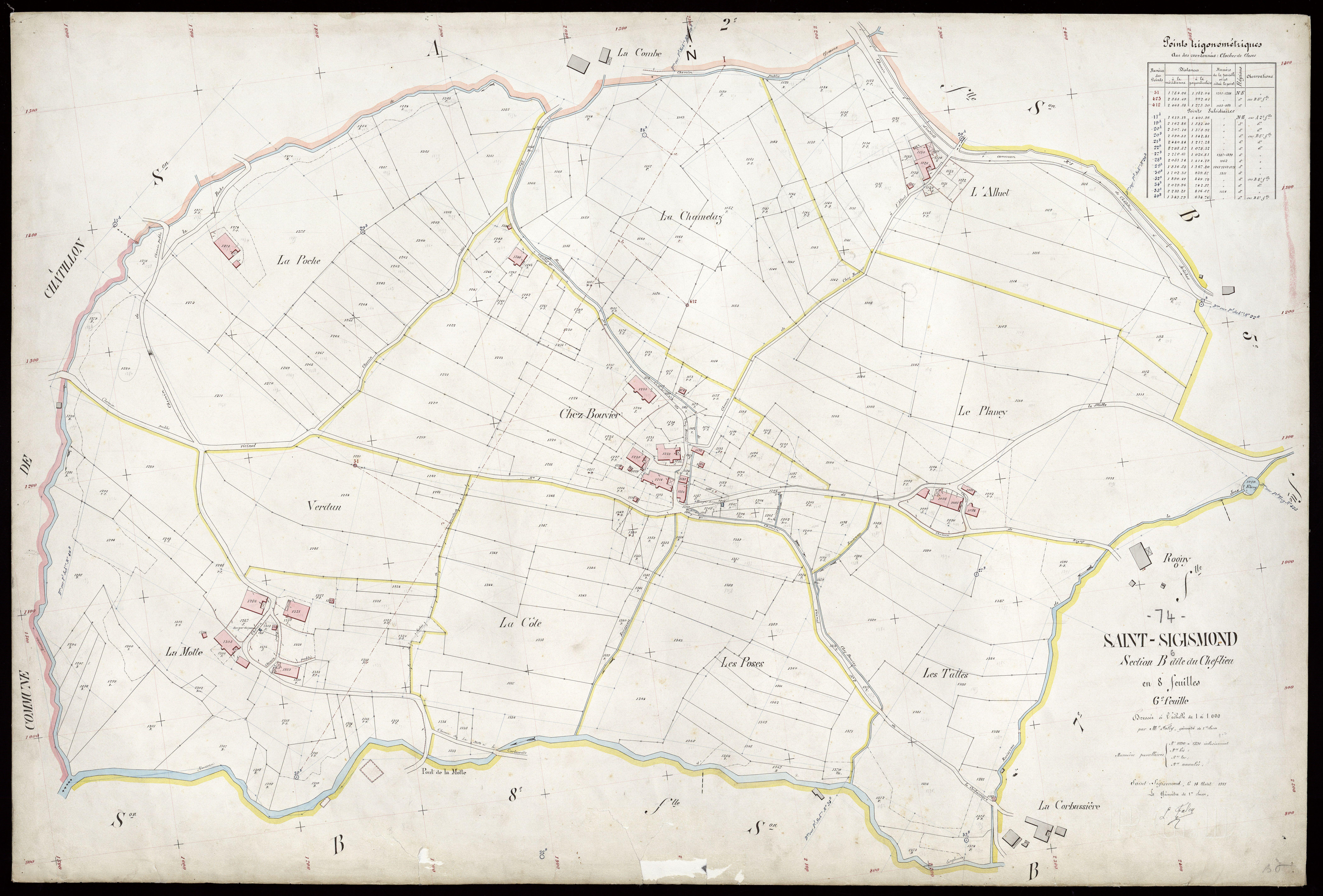 3 P 3 7921 - Feuille n° 7, parcelles n° 1392 à 1534 - 14 août 1911