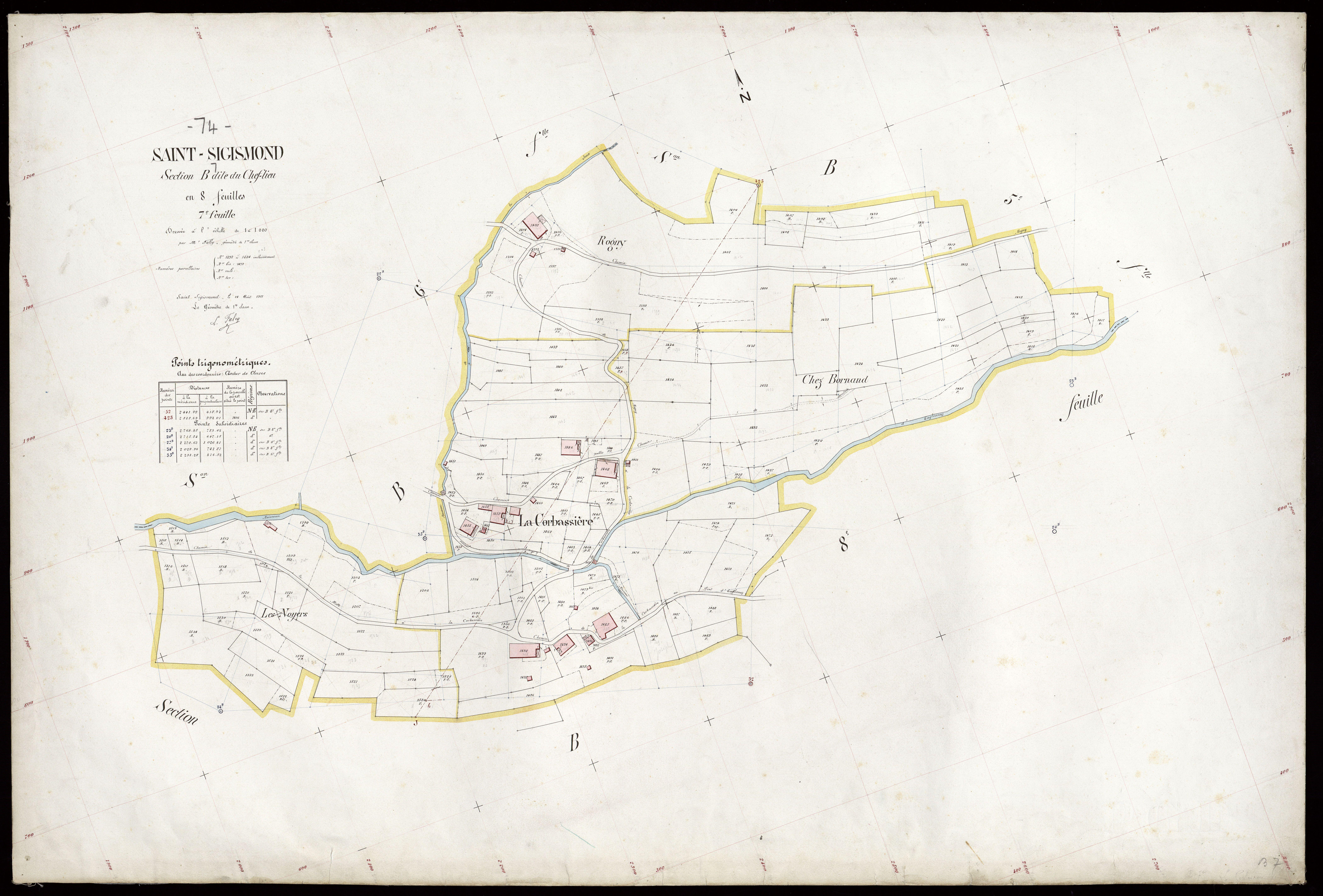 3 P 3 7922 - Feuille n° 8, parcelles n° 1535 à 1832 - 14 août 1911