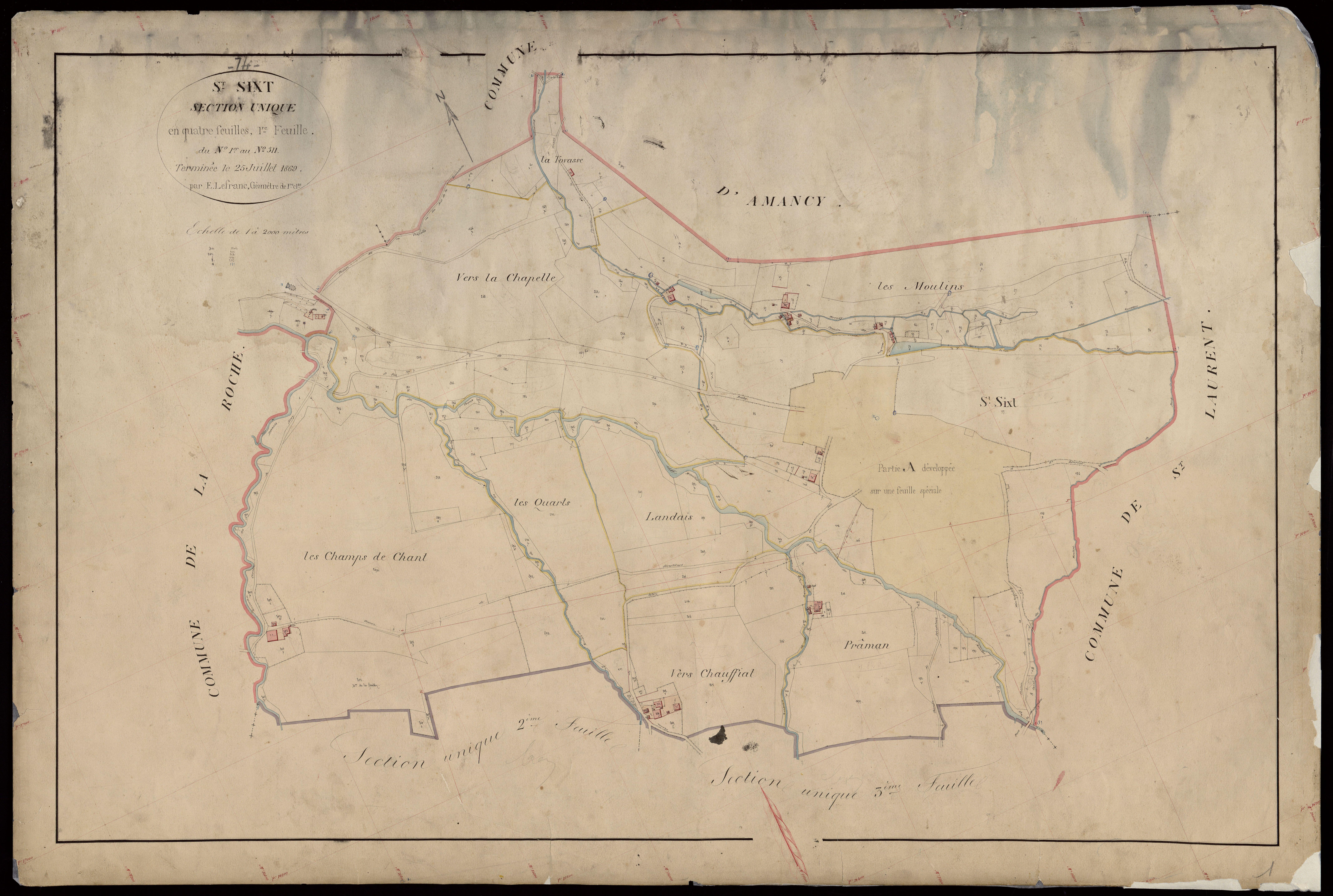 3 P 3 7925 - Feuille n° 1 bis, parcelles n° 107 à 183 et 655 à 685 -