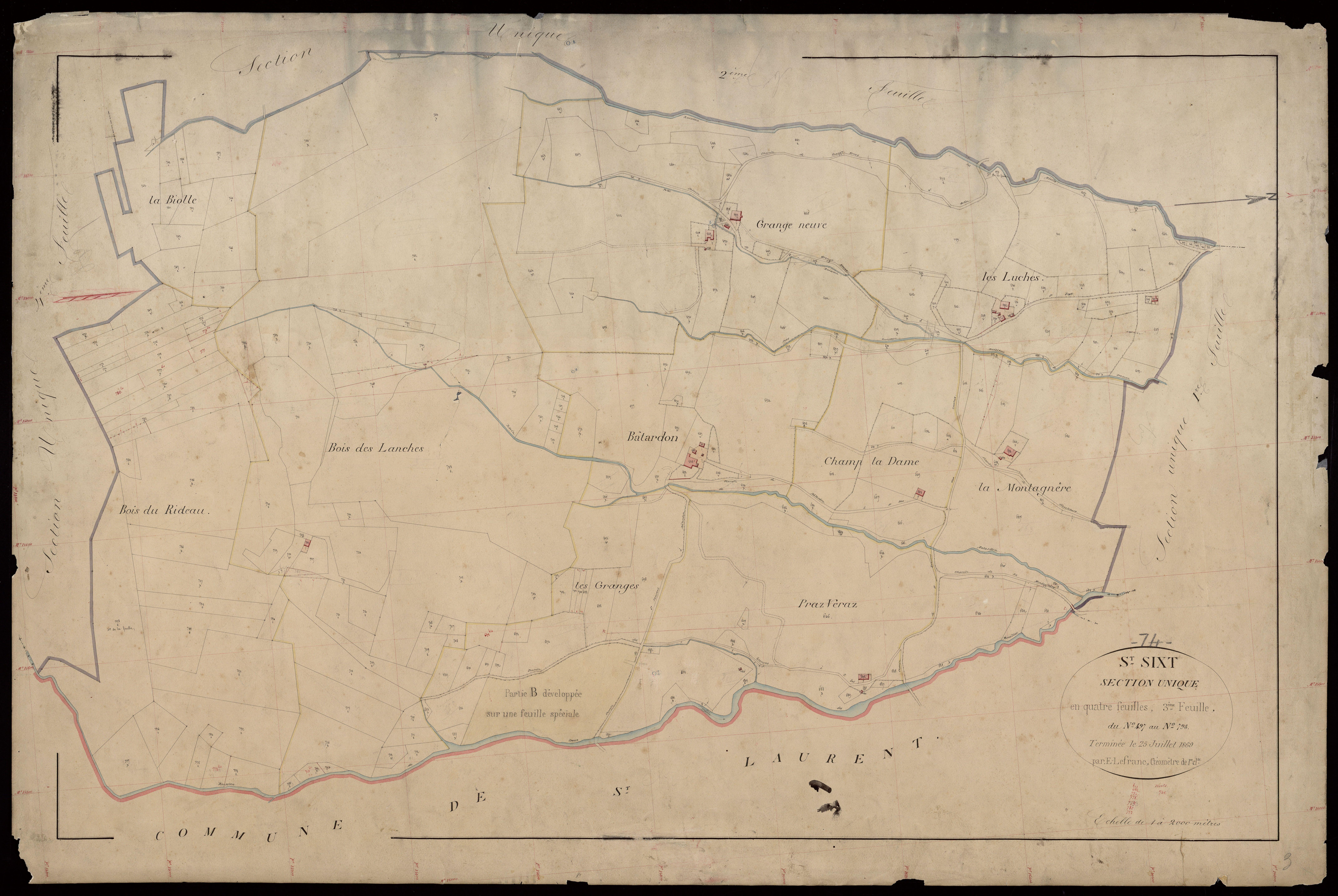 3 P 3 7928 - Feuille n° 4, parcelles n° 799 à 980 - 25 juillet 1869
