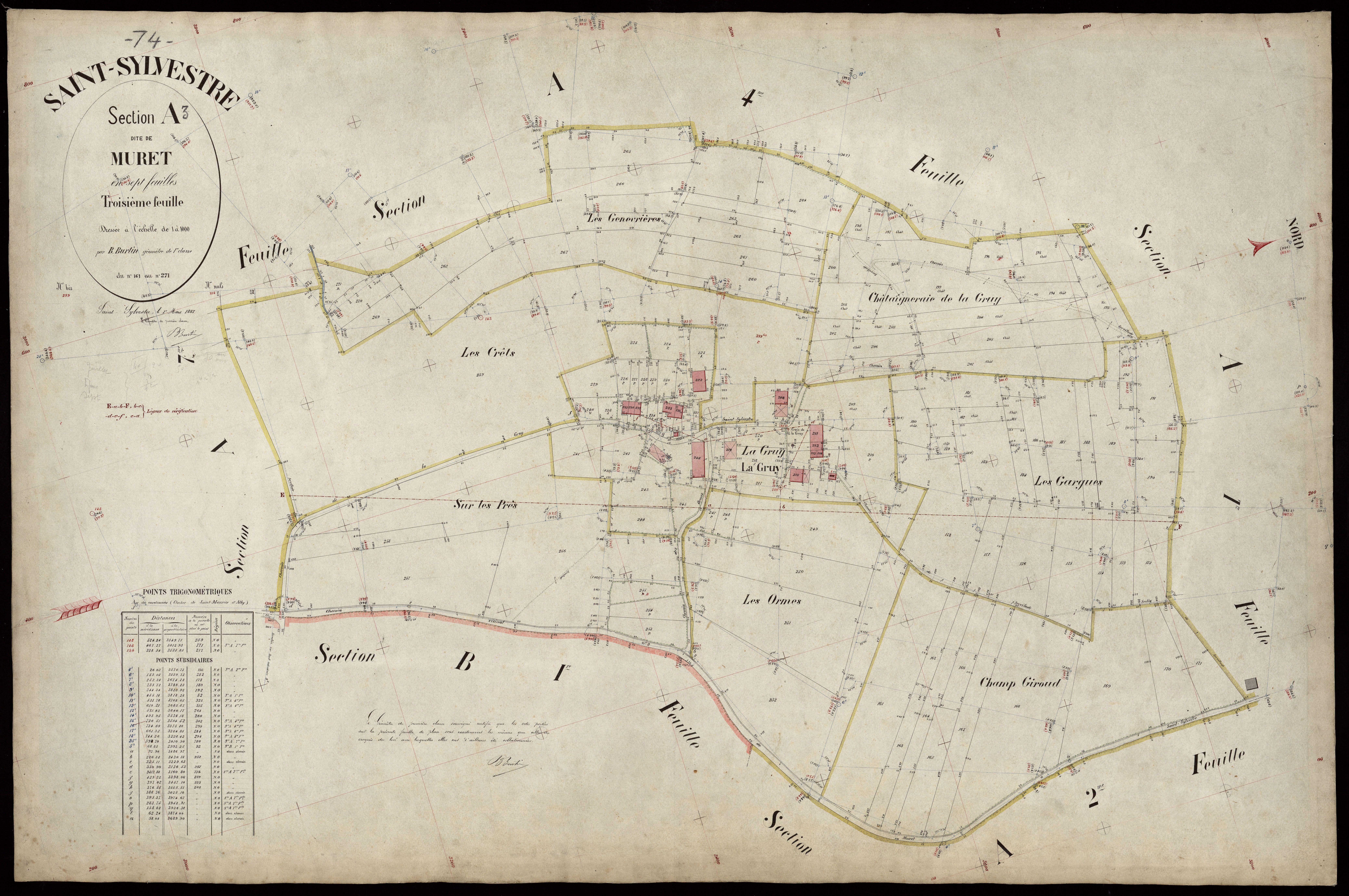 3 P 3 7934 - Feuille n° 4, parcelles n° 272 à 366 - 1er mars 1887