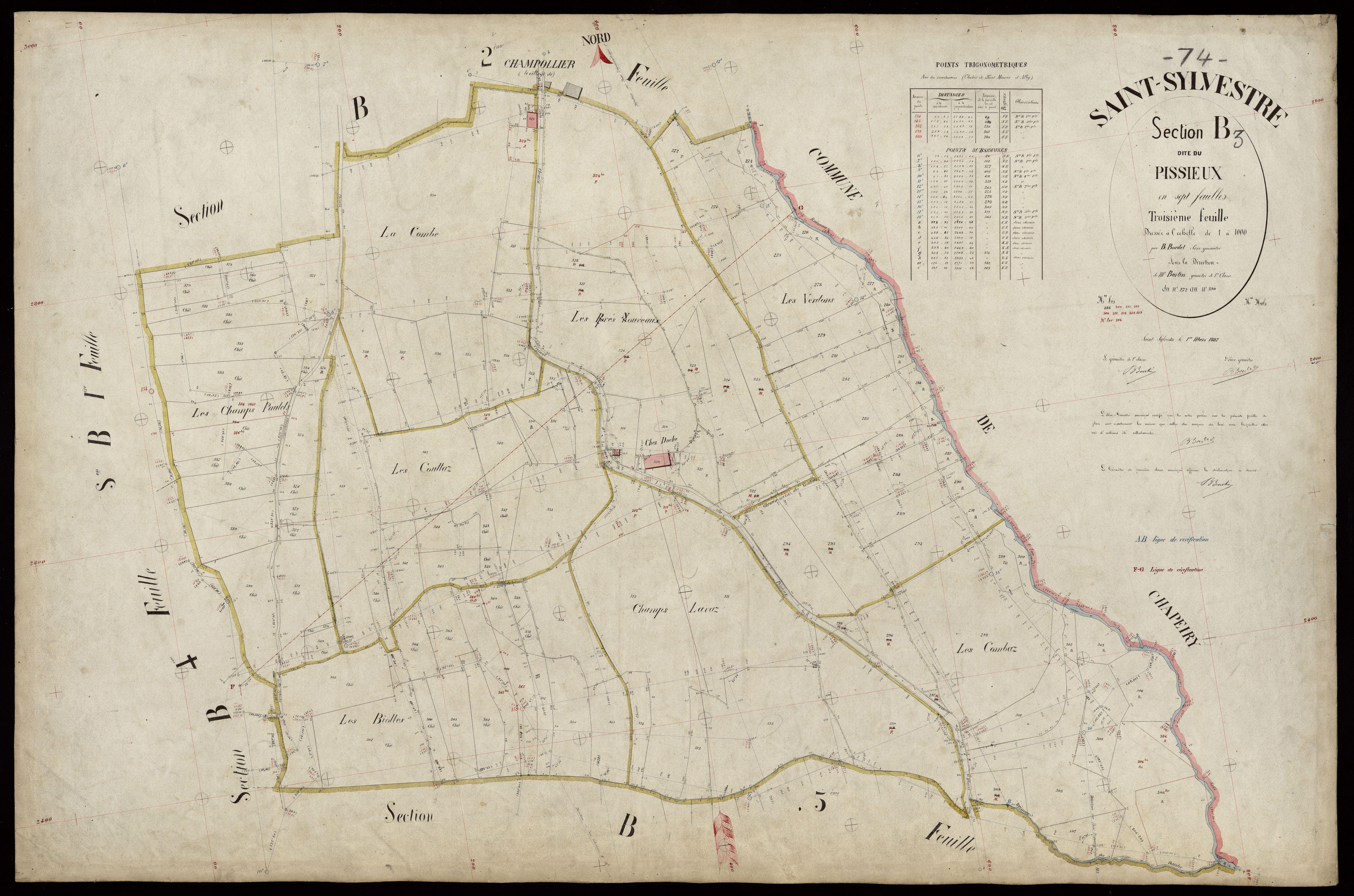 3 P 3 7941 - Feuille n° 4, parcelles n° 391 à 491 - 1er mars 1887