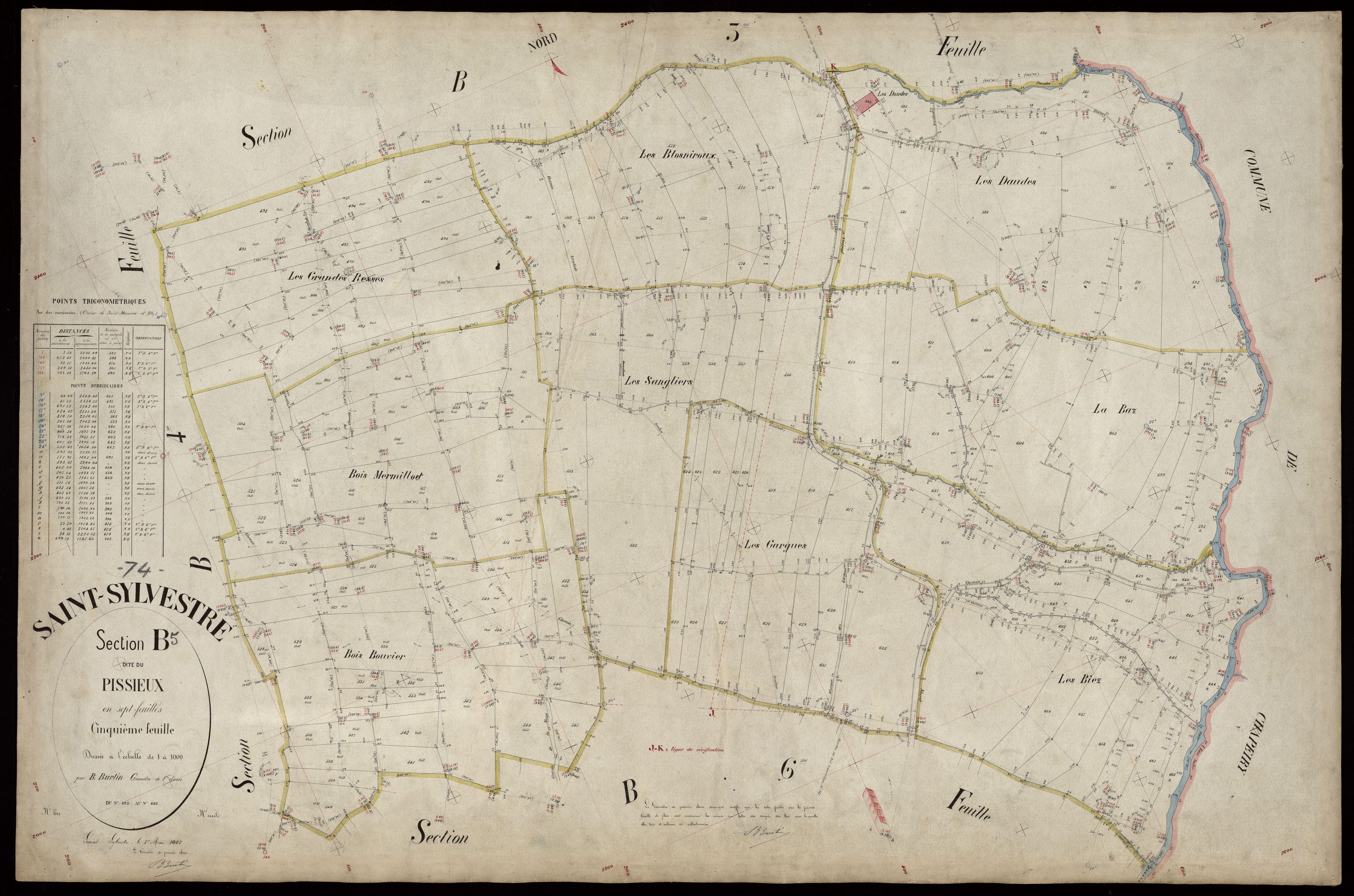 3 P 3 7943 - Feuille n° 6, parcelles n° 663 à 930 - 1er mars 1887