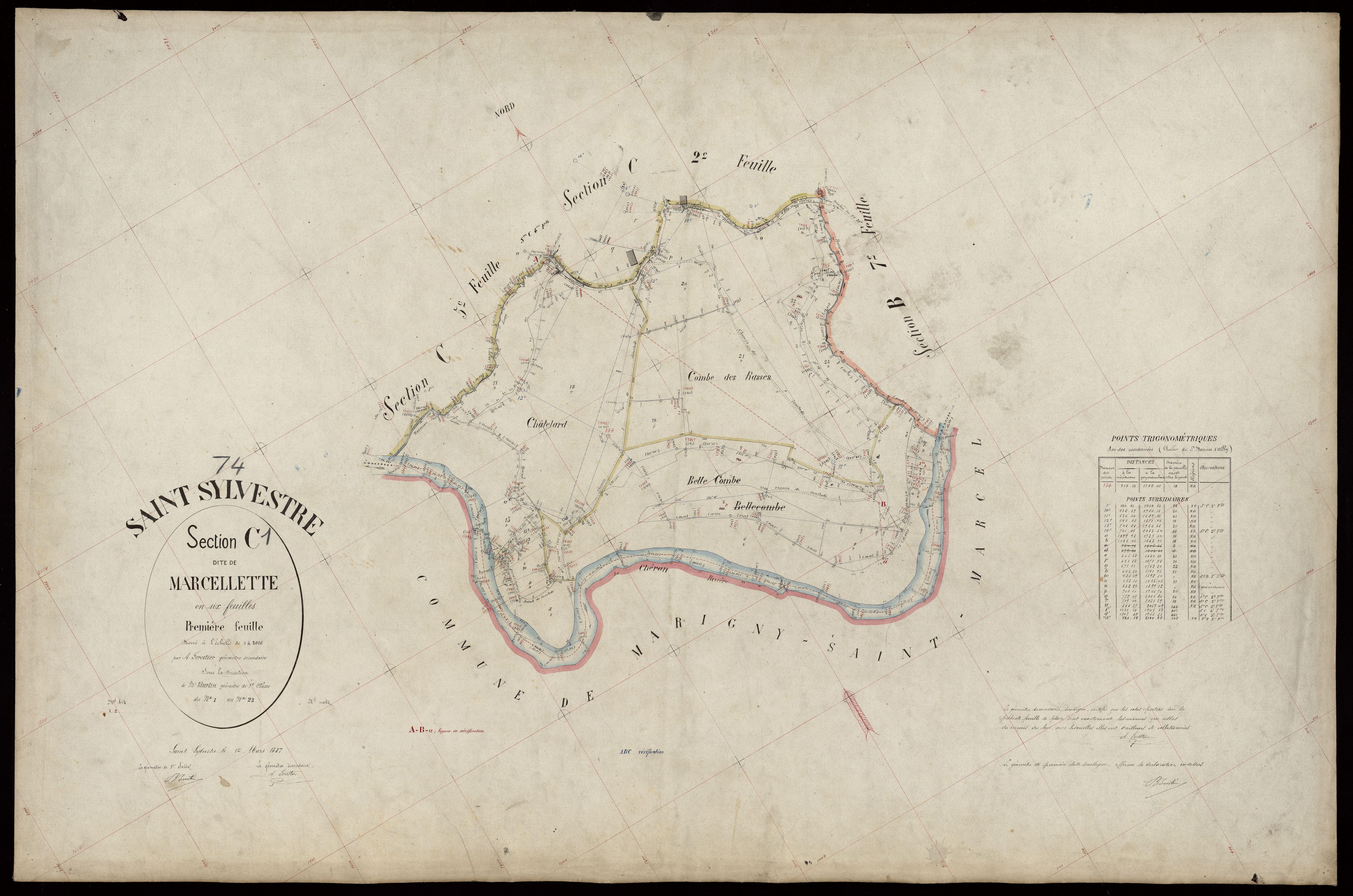 3 P 3 7946 - Feuille n° 2, parcelles n° 24 à 234 - 1er mars 1887