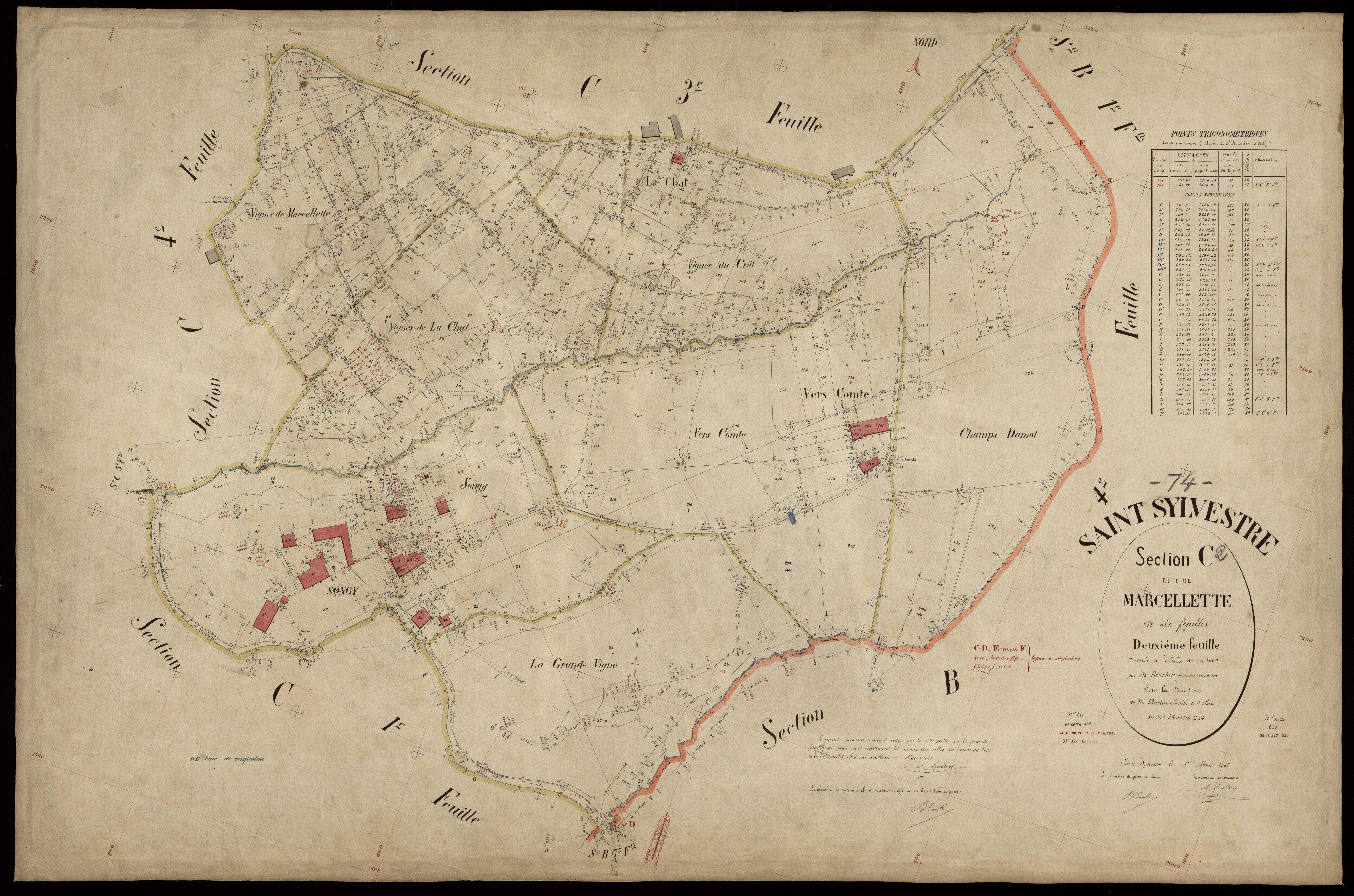 3 P 3 7947 - Feuille n° 3, parcelles n° 235 à 305 - 1er mars 1887
