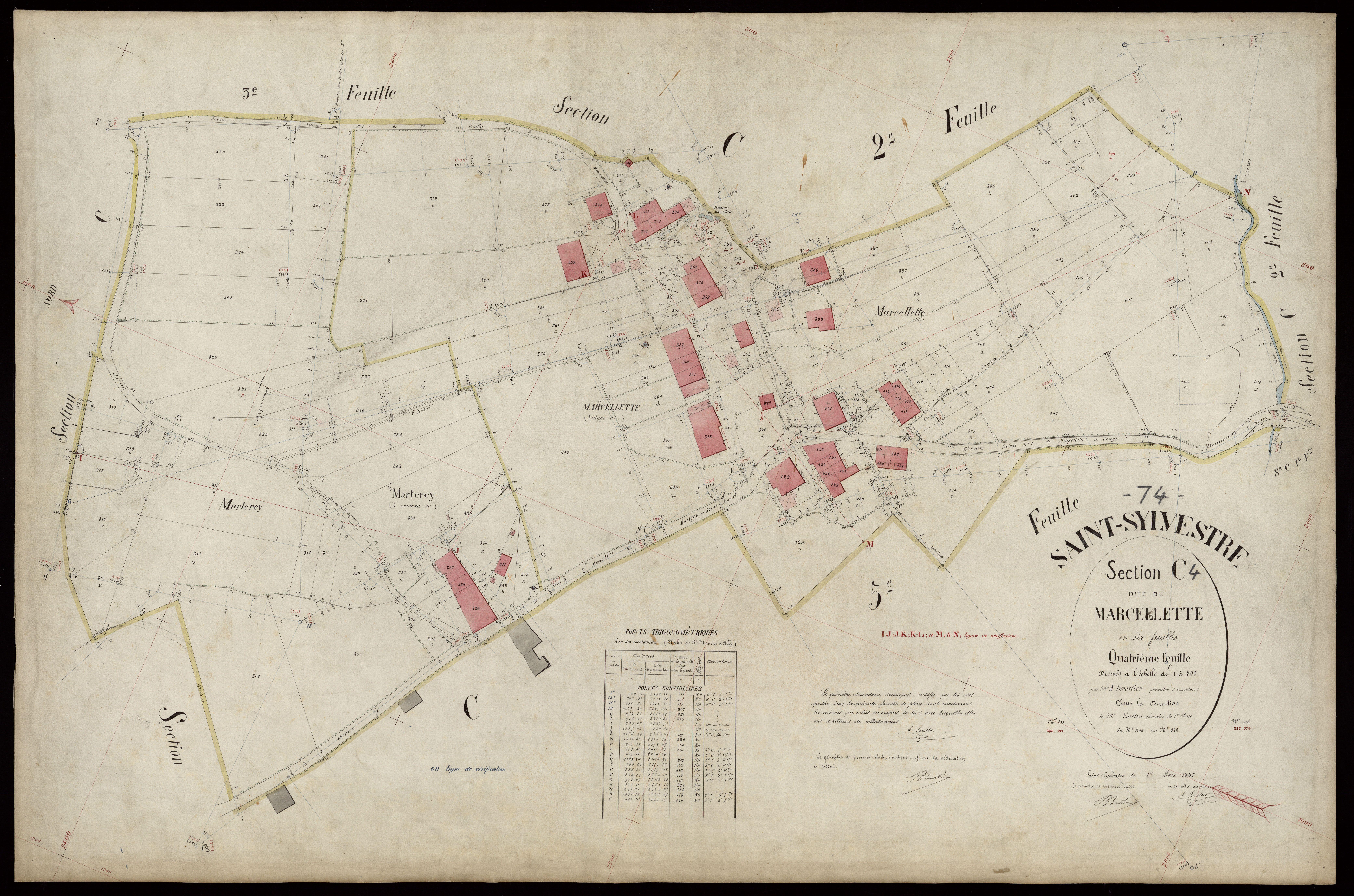 3 P 3 7949 - Feuille n° 5, parcelles n° 436 à 690 - 1er mars 1887