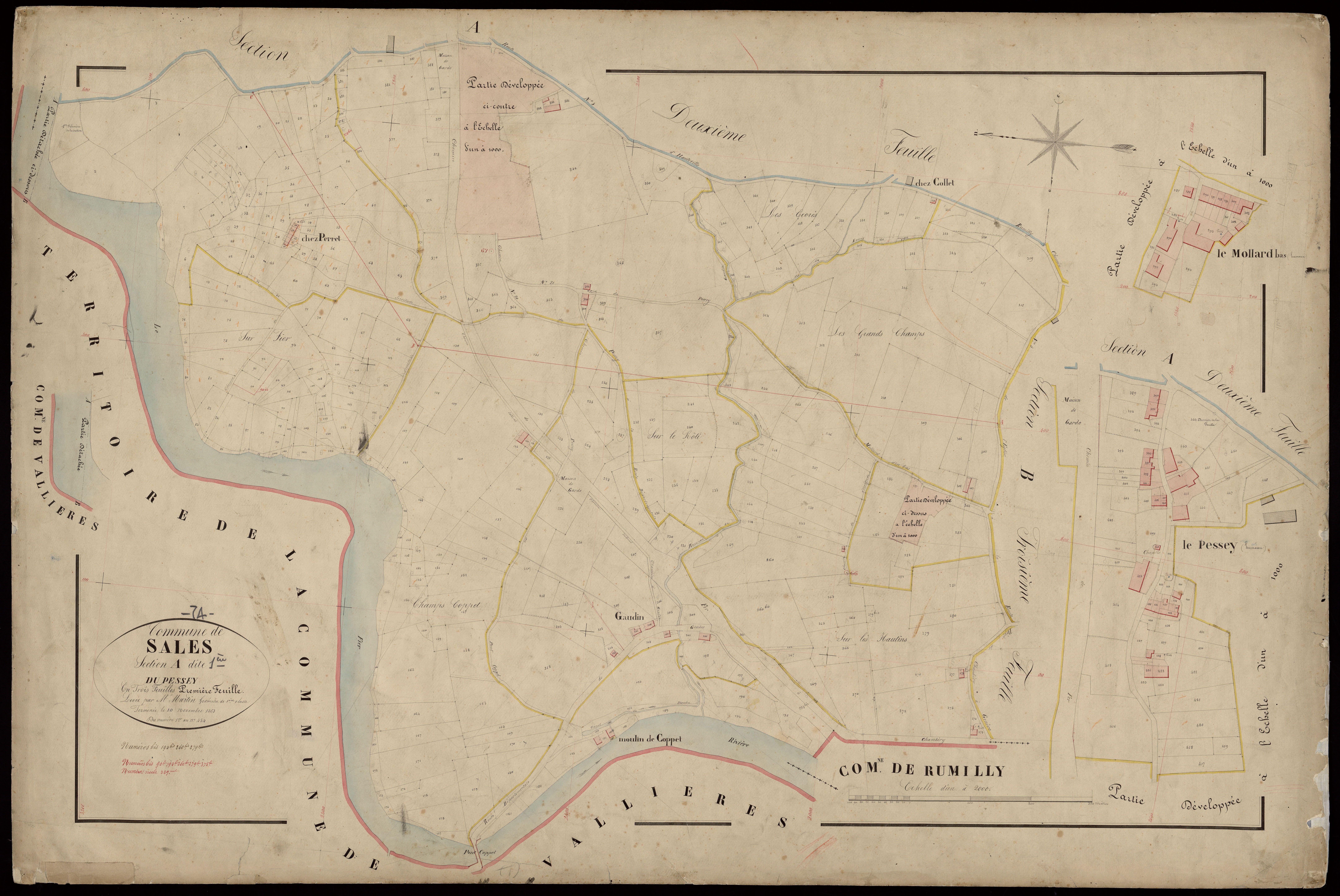3 P 3 7962 - Feuille n° 2, parcelles n° 455 à 902 - 10 novembre 1863