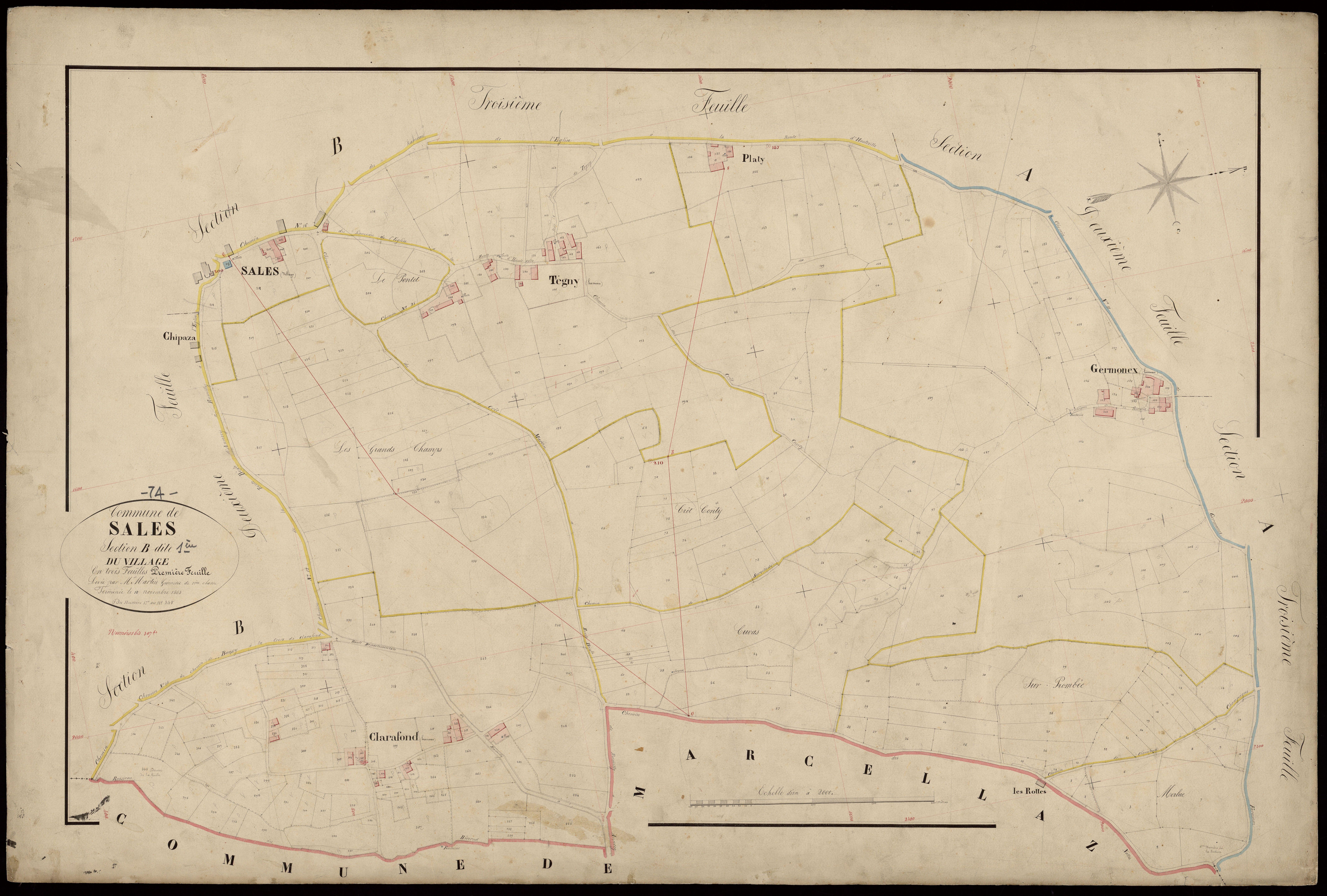 3 P 3 7965 - Feuille n° 2, parcelles n° 346 à 571 - 10 novembre 1863