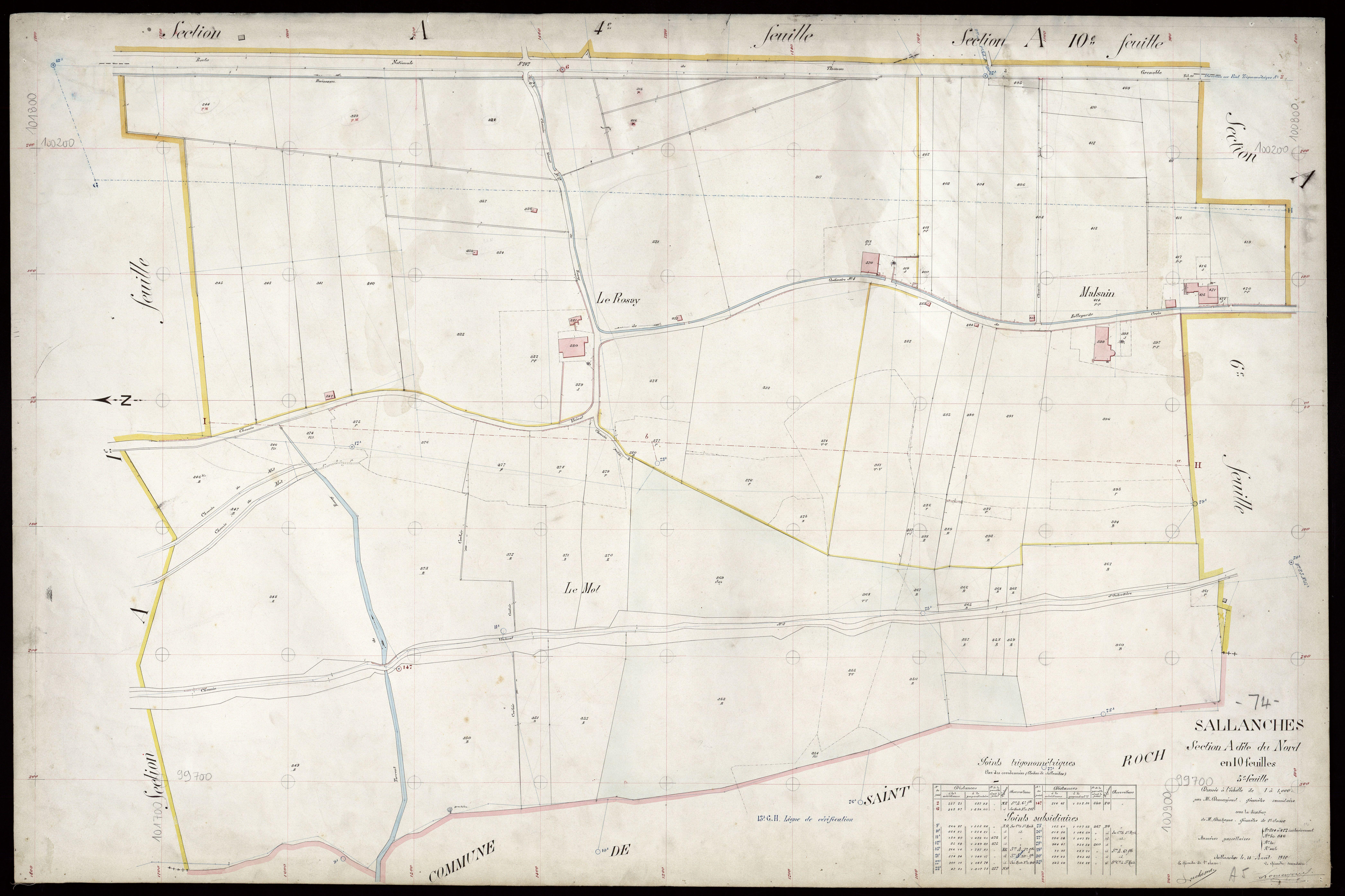3 P 3 7974 - Feuille n° 6, parcelles n° 423 à 544 - 13 août 1910